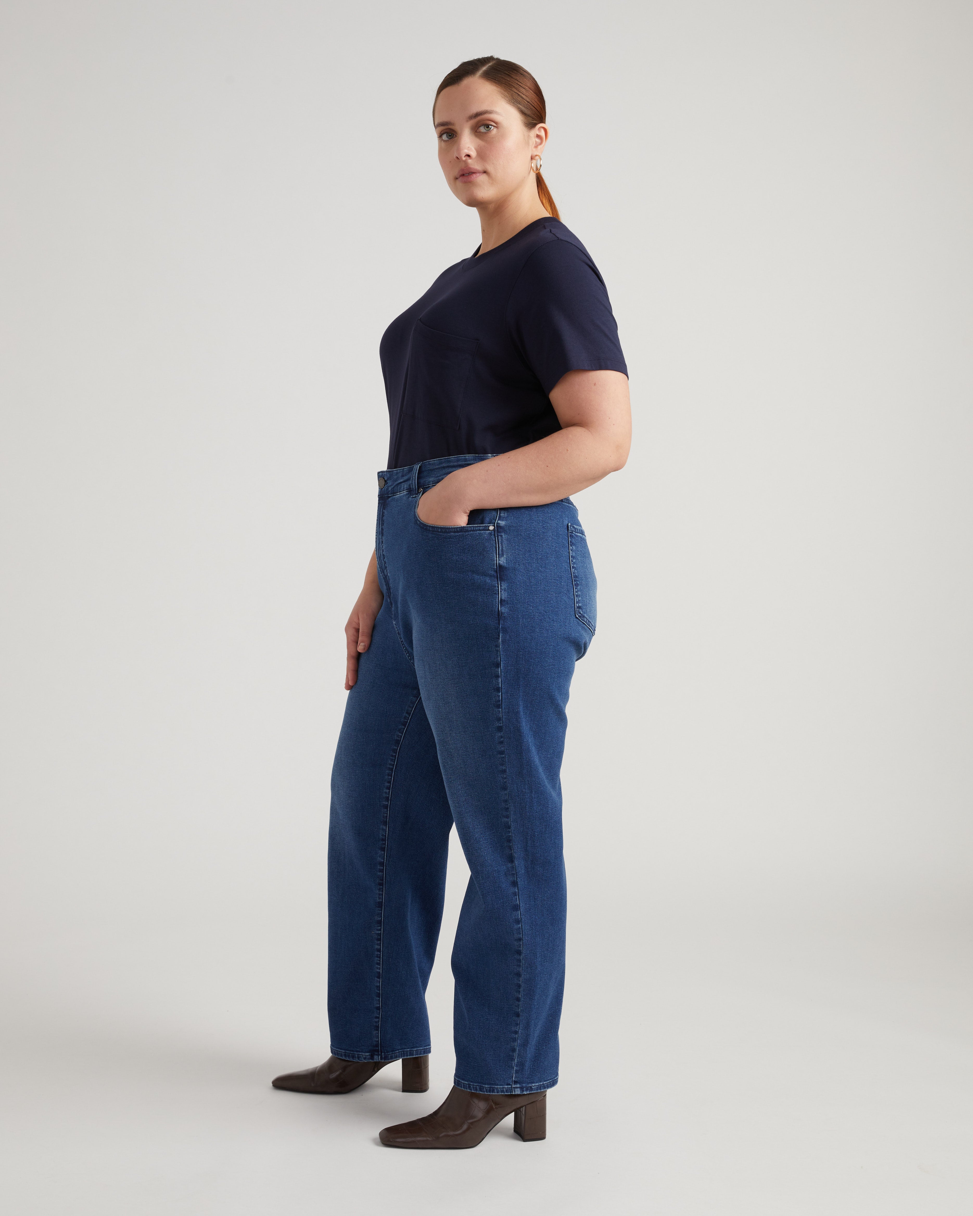 Ella High Rise Straight Leg Jeans - True Blue