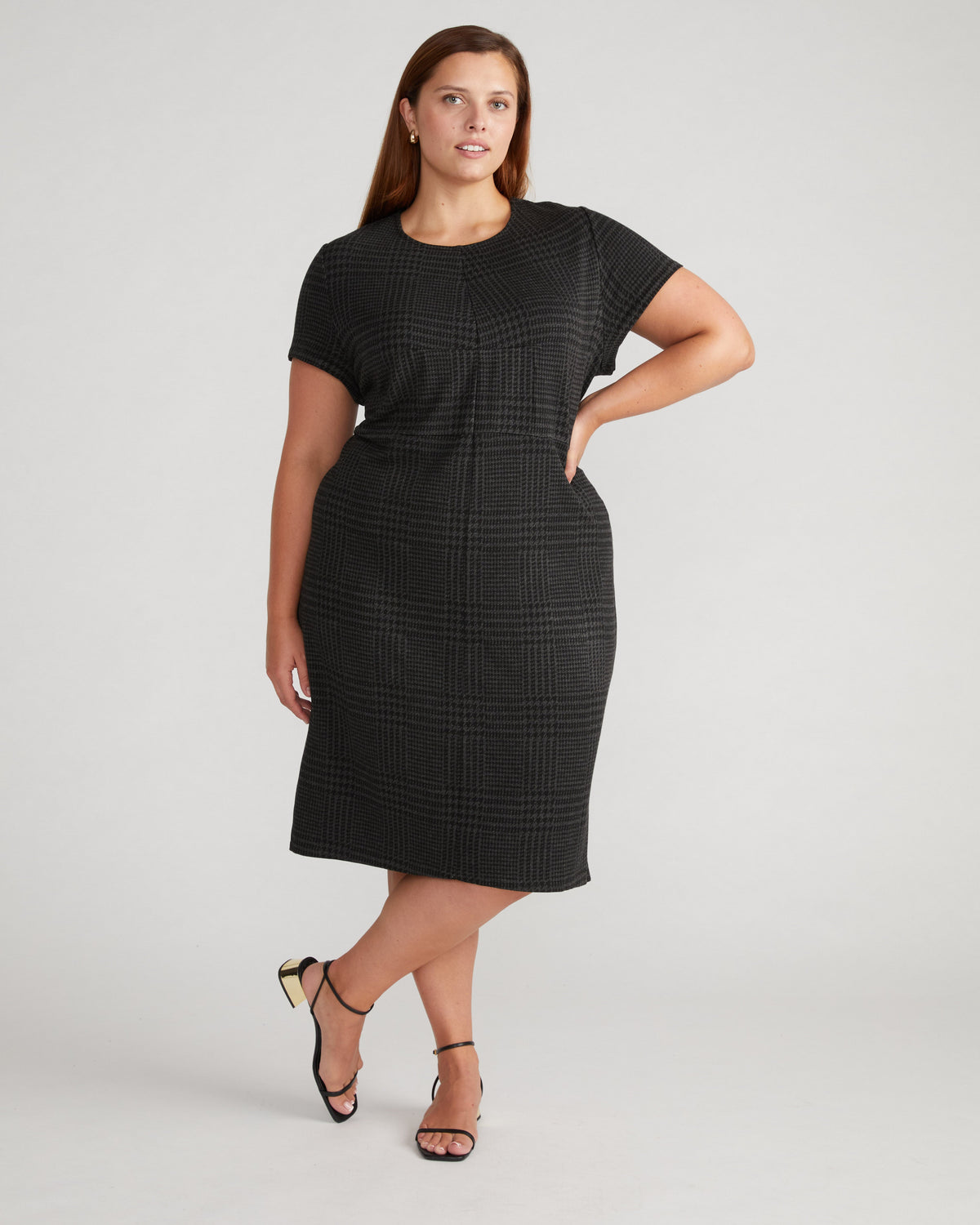Executive Ponte Dress - Storm Houndstooth