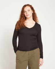 Foundation Long Sleeve V-Neck Tee - Black