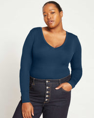 Foundation Long Sleeve V-Neck Tee - Deep Sea