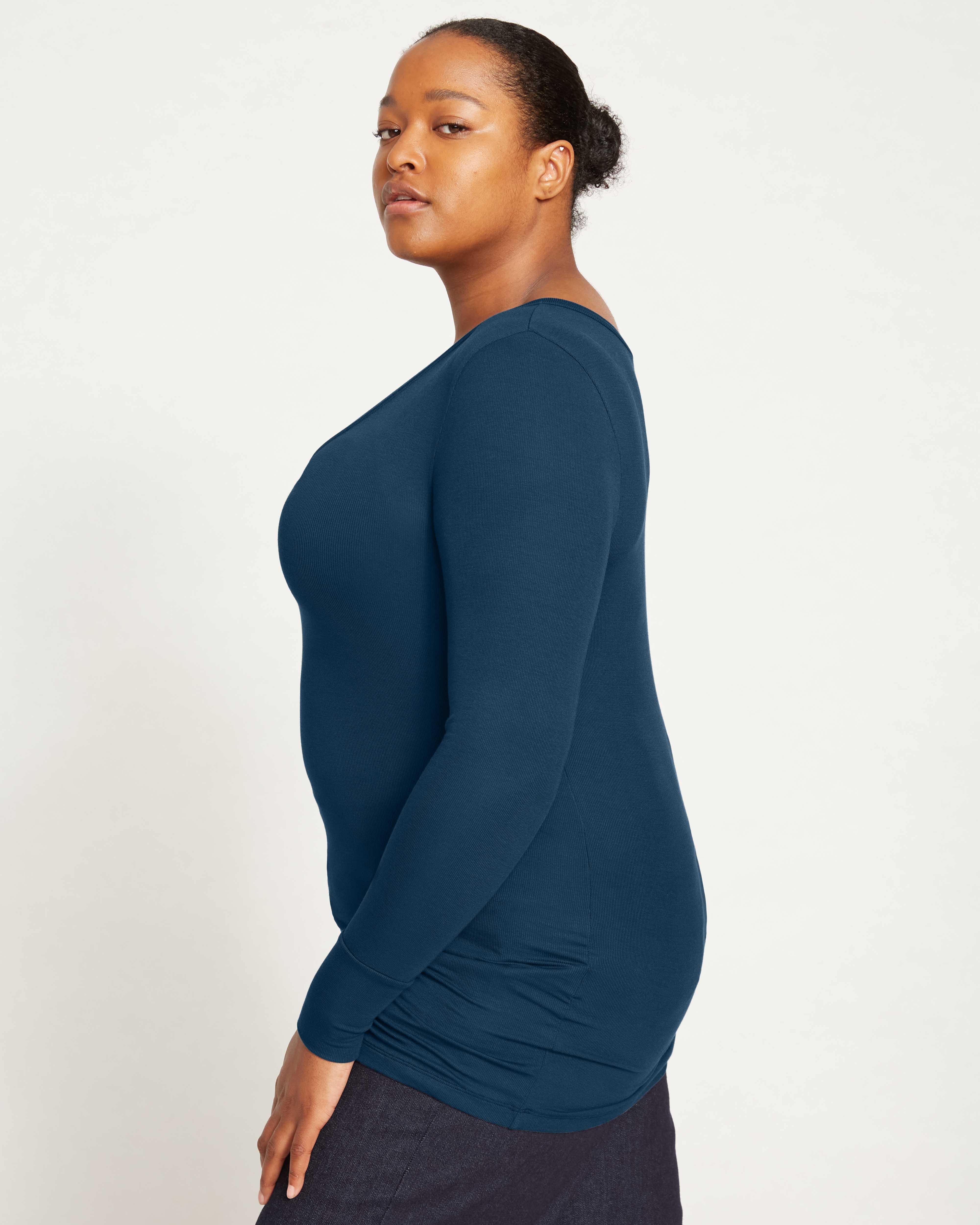 Foundation Long Sleeve V-Neck Tee - Deep Sea