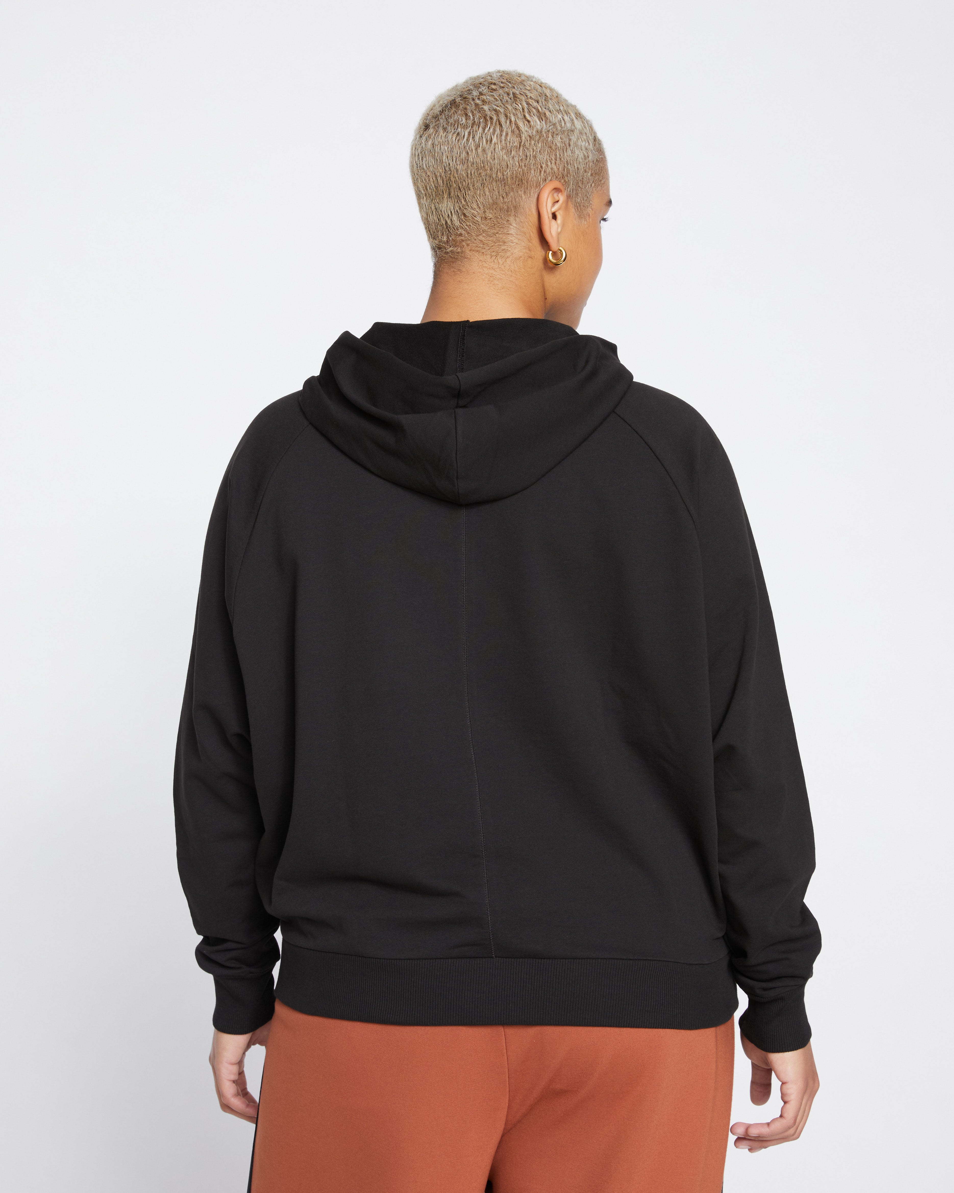 French Terry Pullover Hoodie - Black