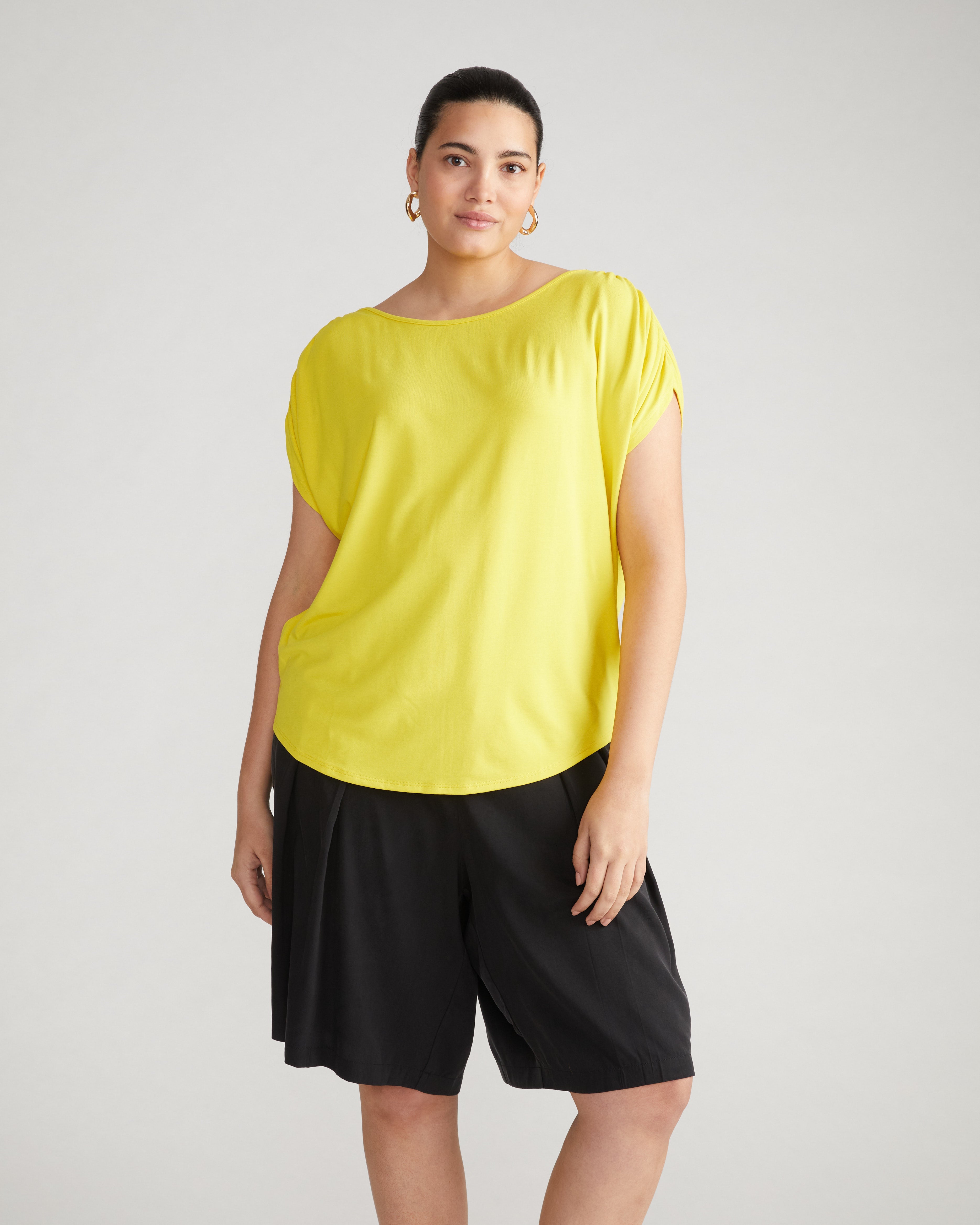 Helena Divine Jersey Gathered Tee - Yellow