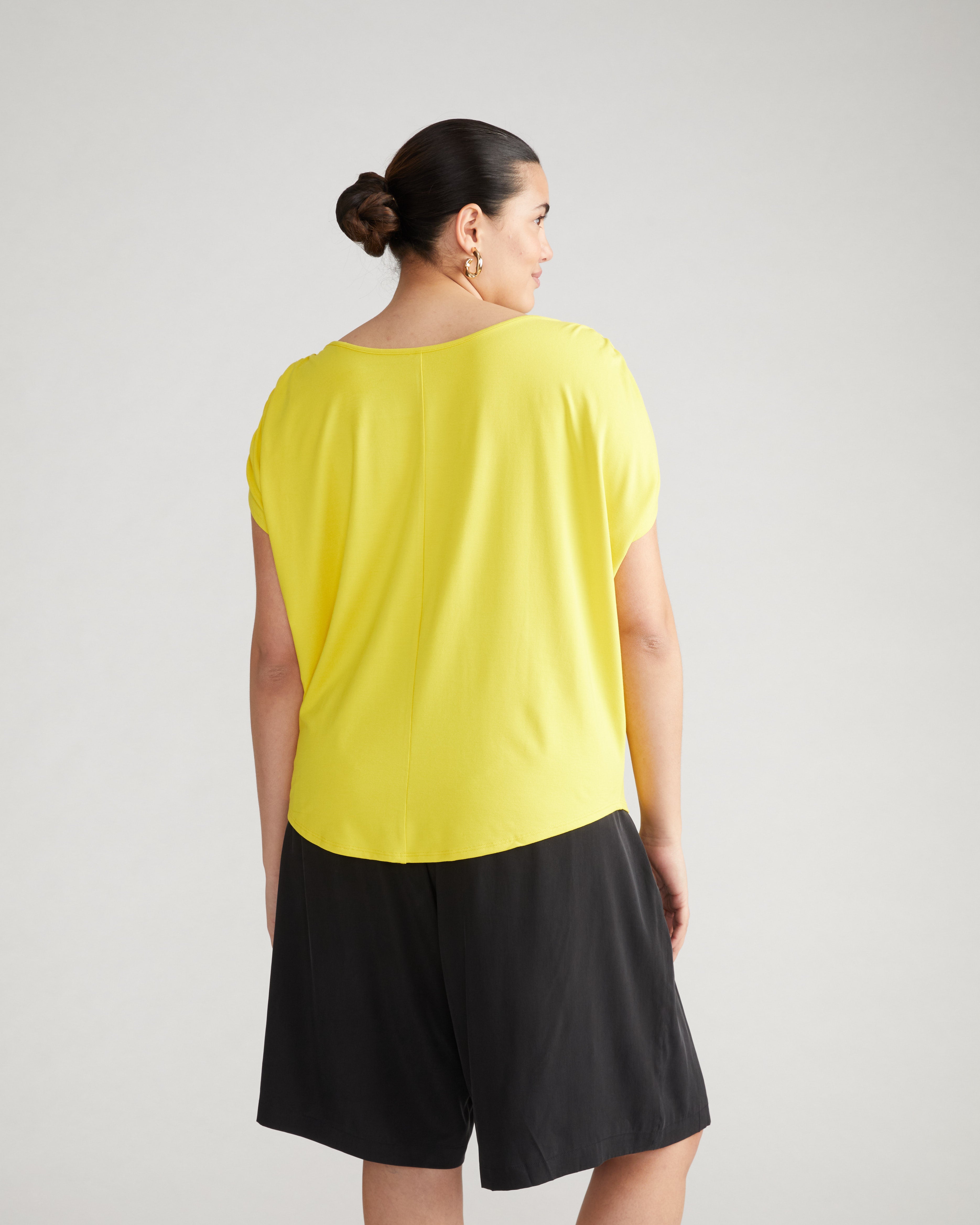 Helena Divine Jersey Gathered Tee - Yellow