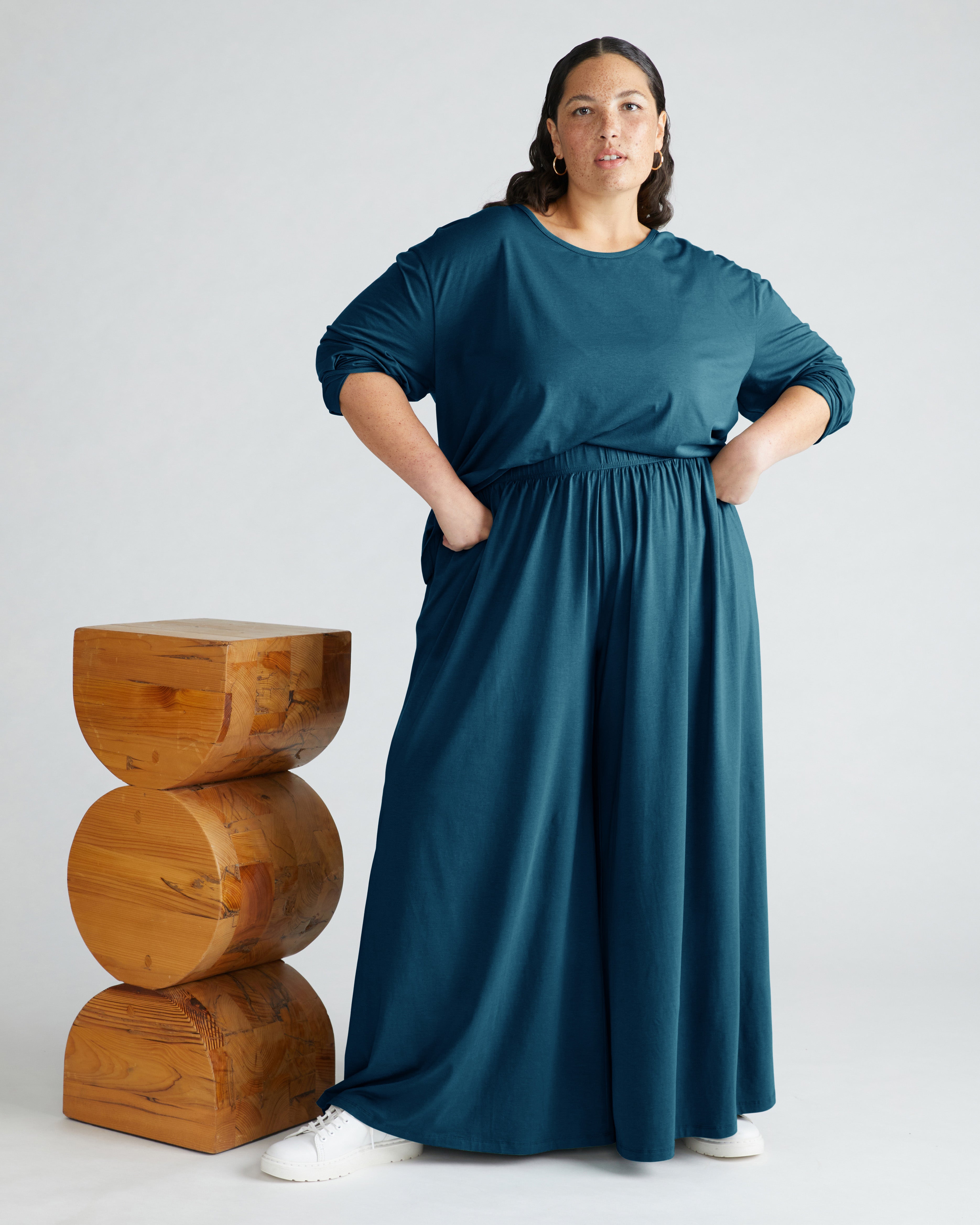 Isadora Wide Leg Lounge Pants - Deep Sea