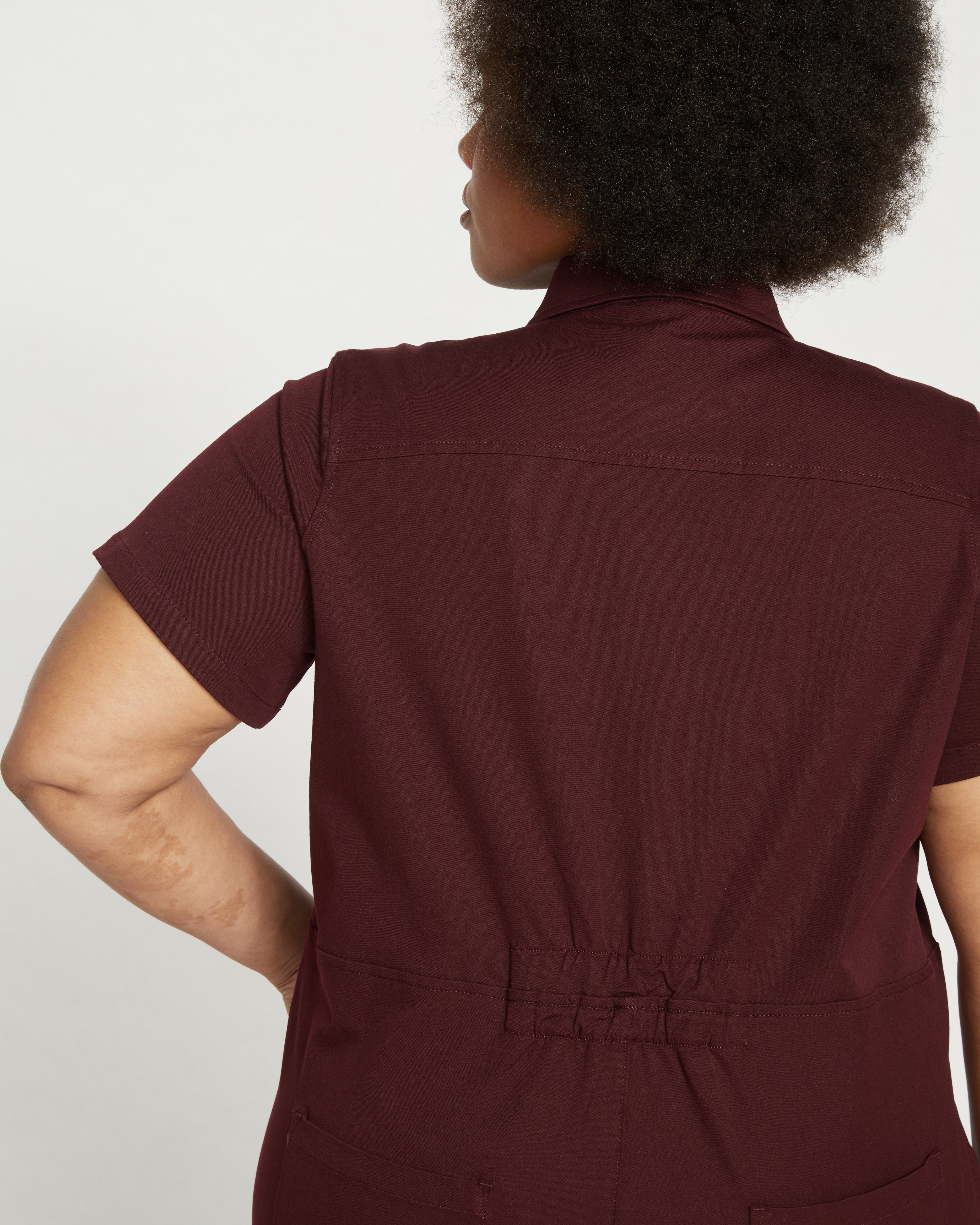 Kate Stretch Cotton Twill Jumpsuit - Black Cherry