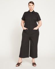 Kate Stretch Cotton Twill Jumpsuit - Black
