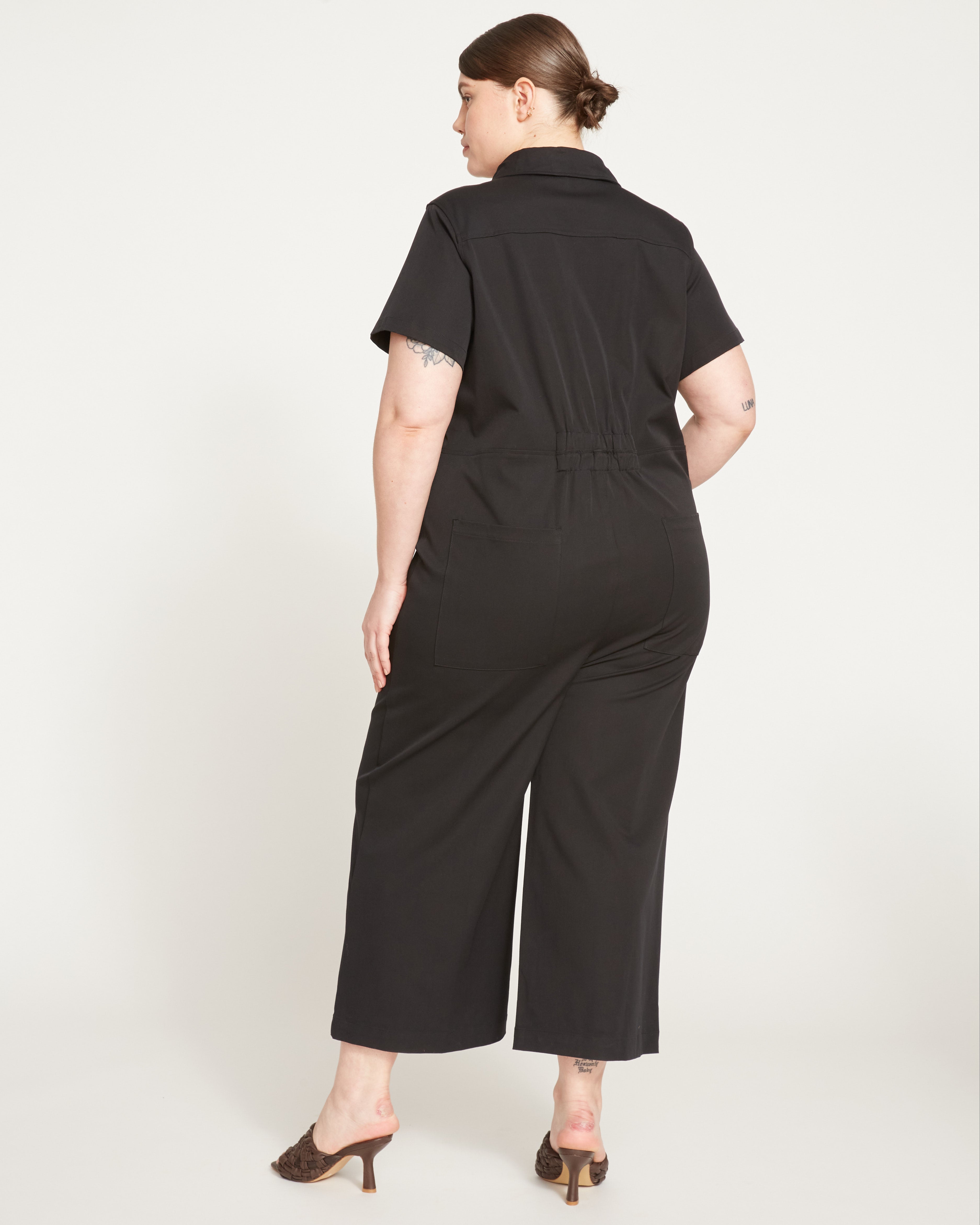 Kate Stretch Cotton Twill Jumpsuit - Black