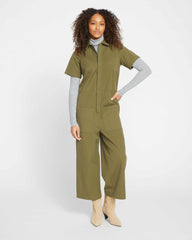 Kate Stretch Cotton Twill Jumpsuit - Ivy