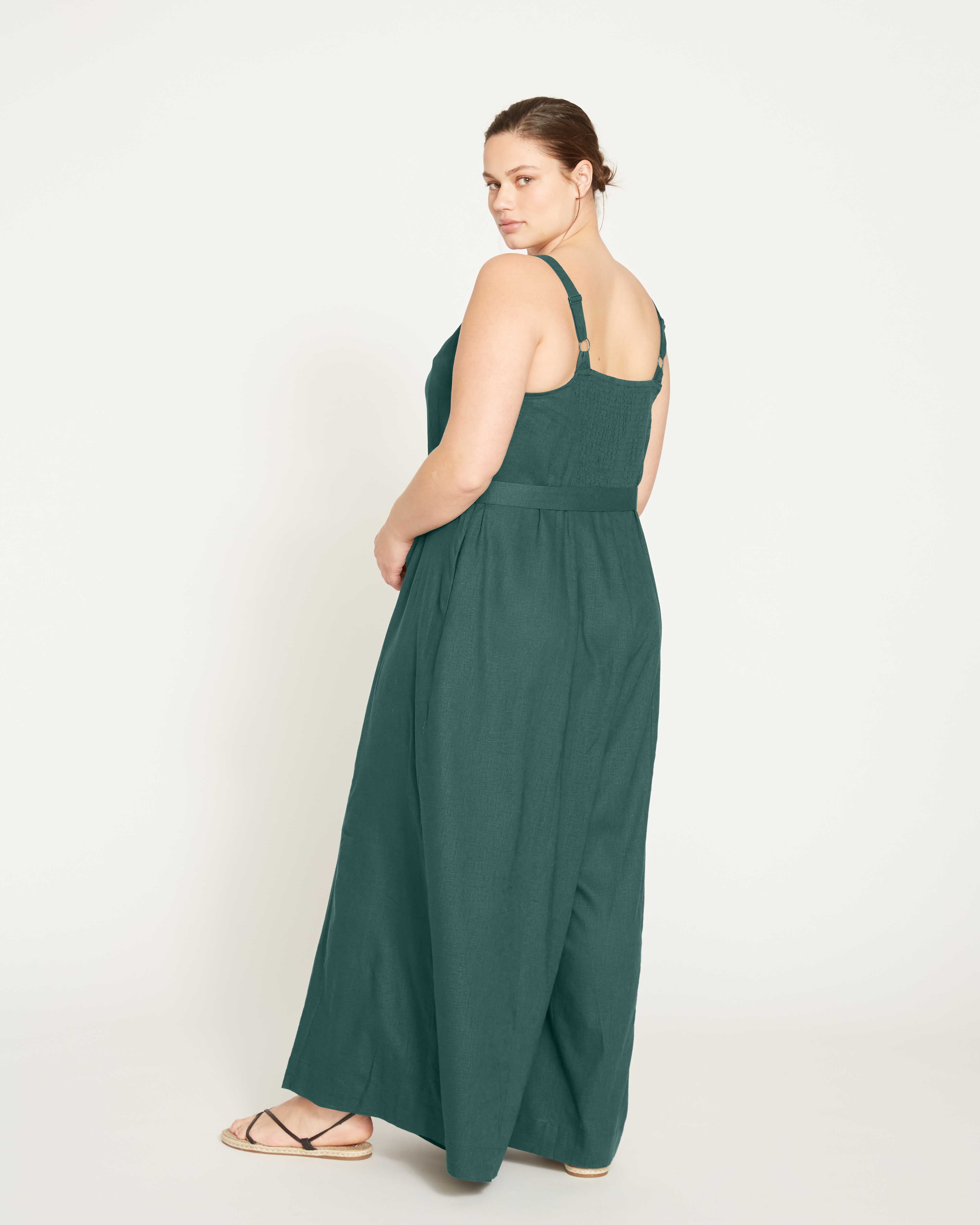 Promenade Linen Jumpsuit - Sea Moss
