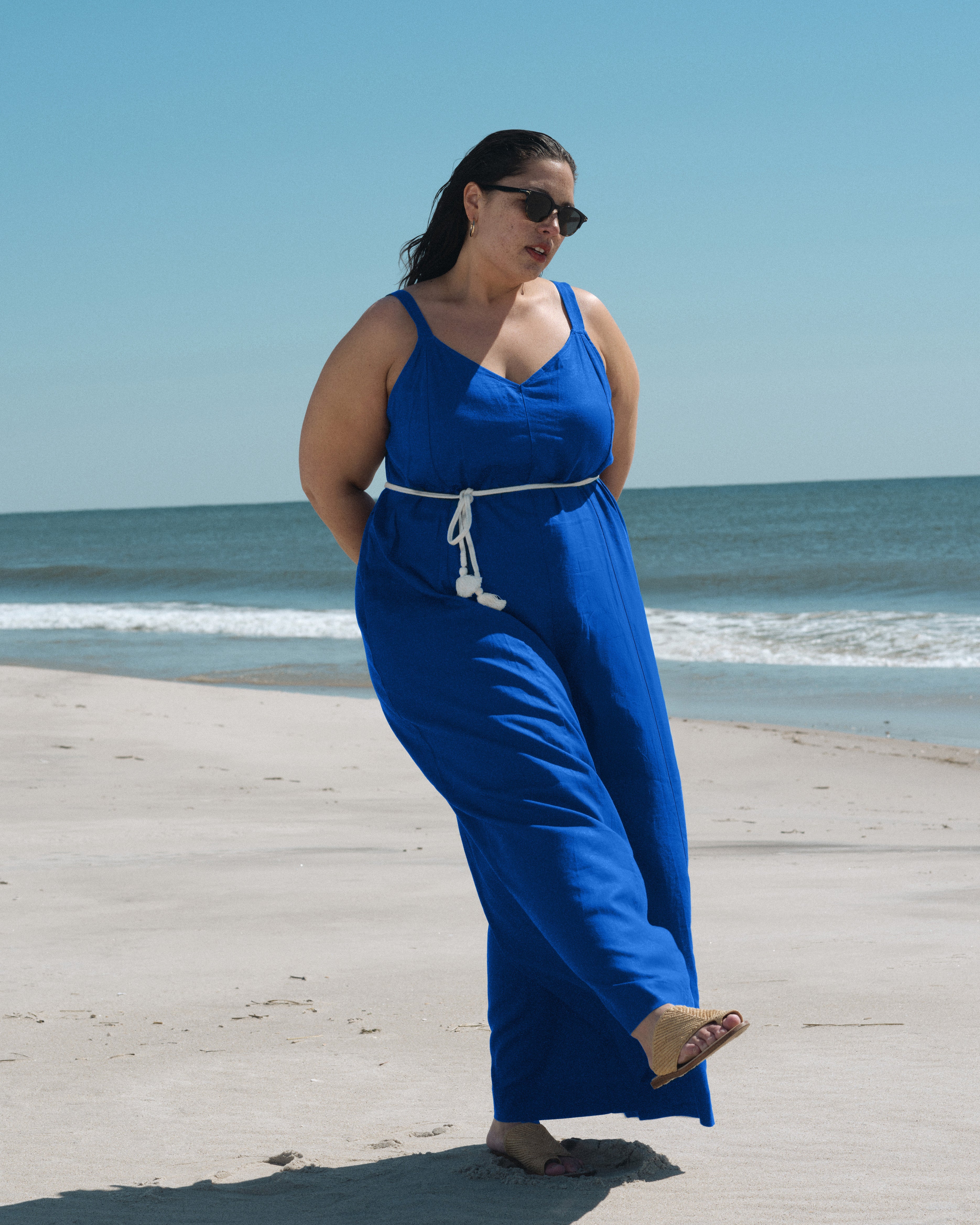 Promenade Linen Jumpsuit - Ultramarine