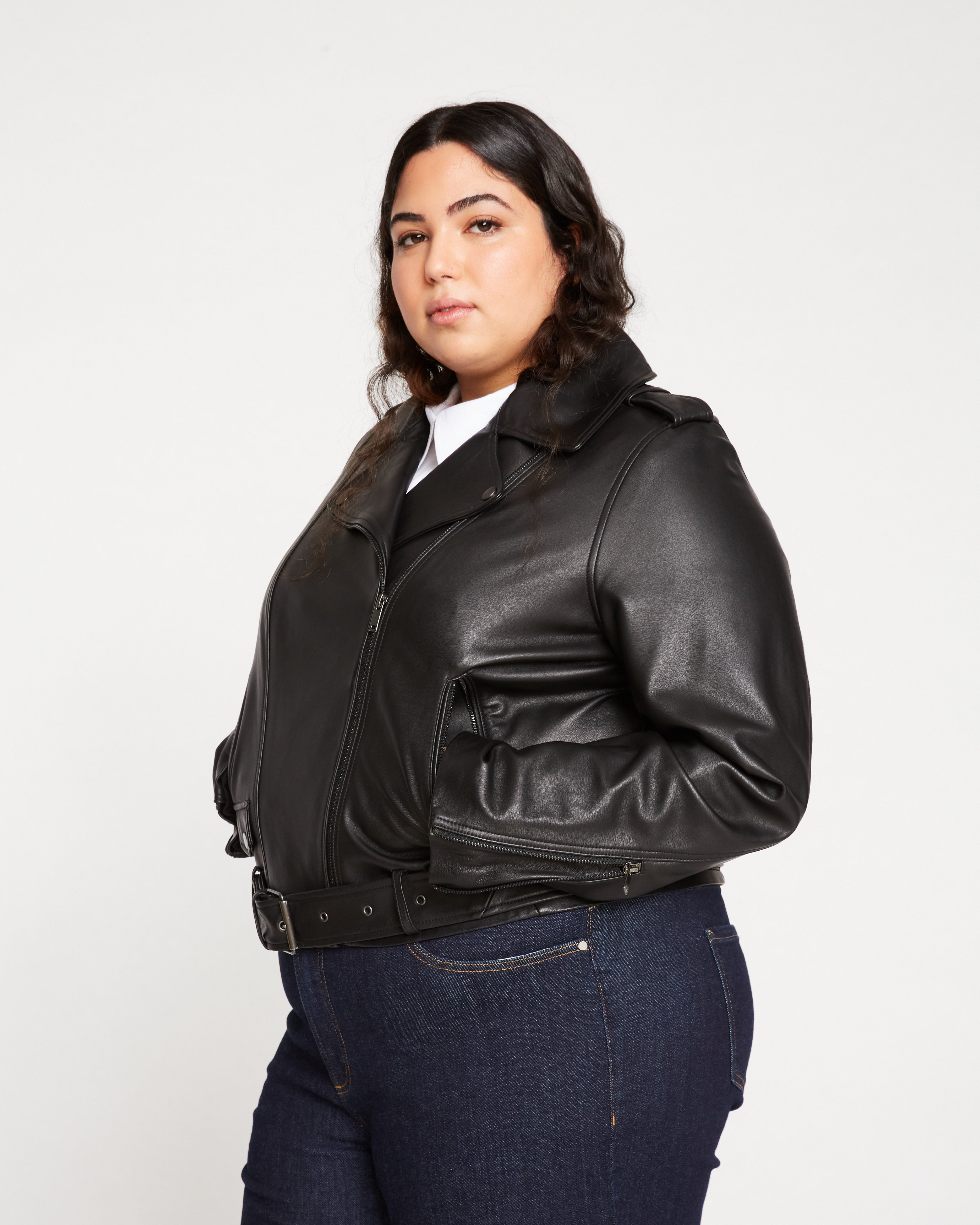 Leeron Leather Moto Jacket - Black