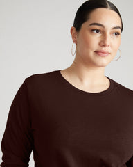 Light-As-Air Long Sleeve Crew Neck Tee - Brulee
