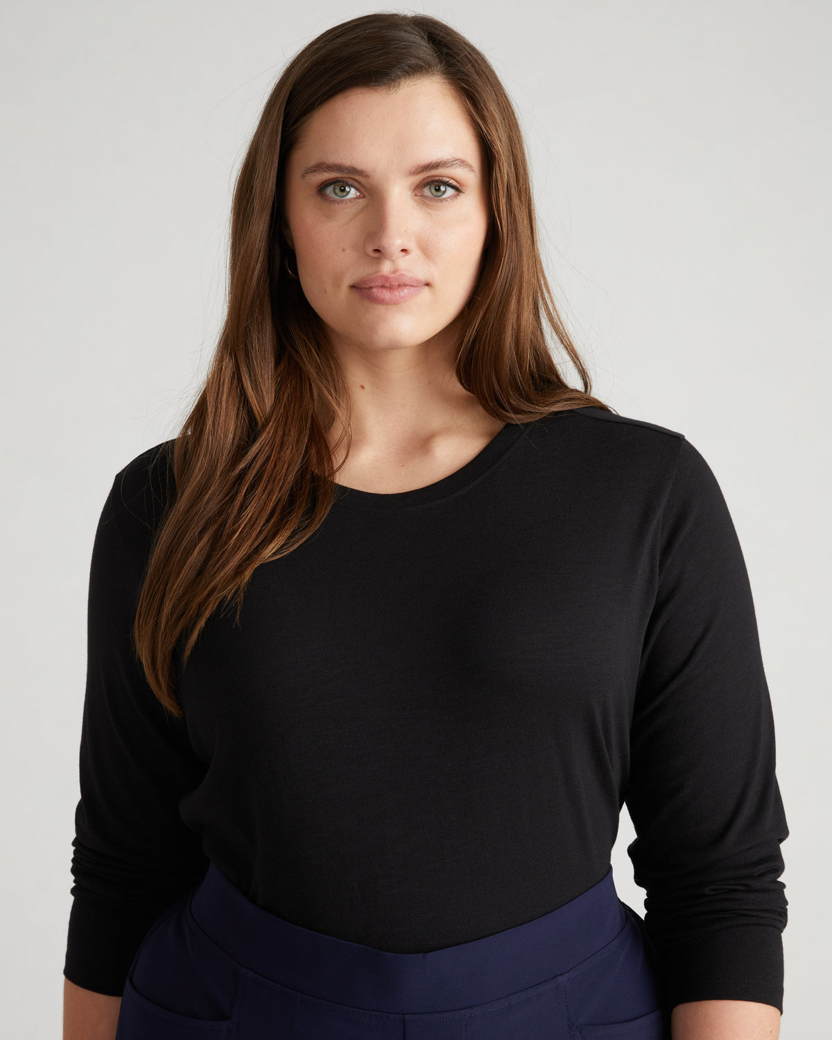 Light-As-Air Long Sleeve Crew Neck Tee - Black