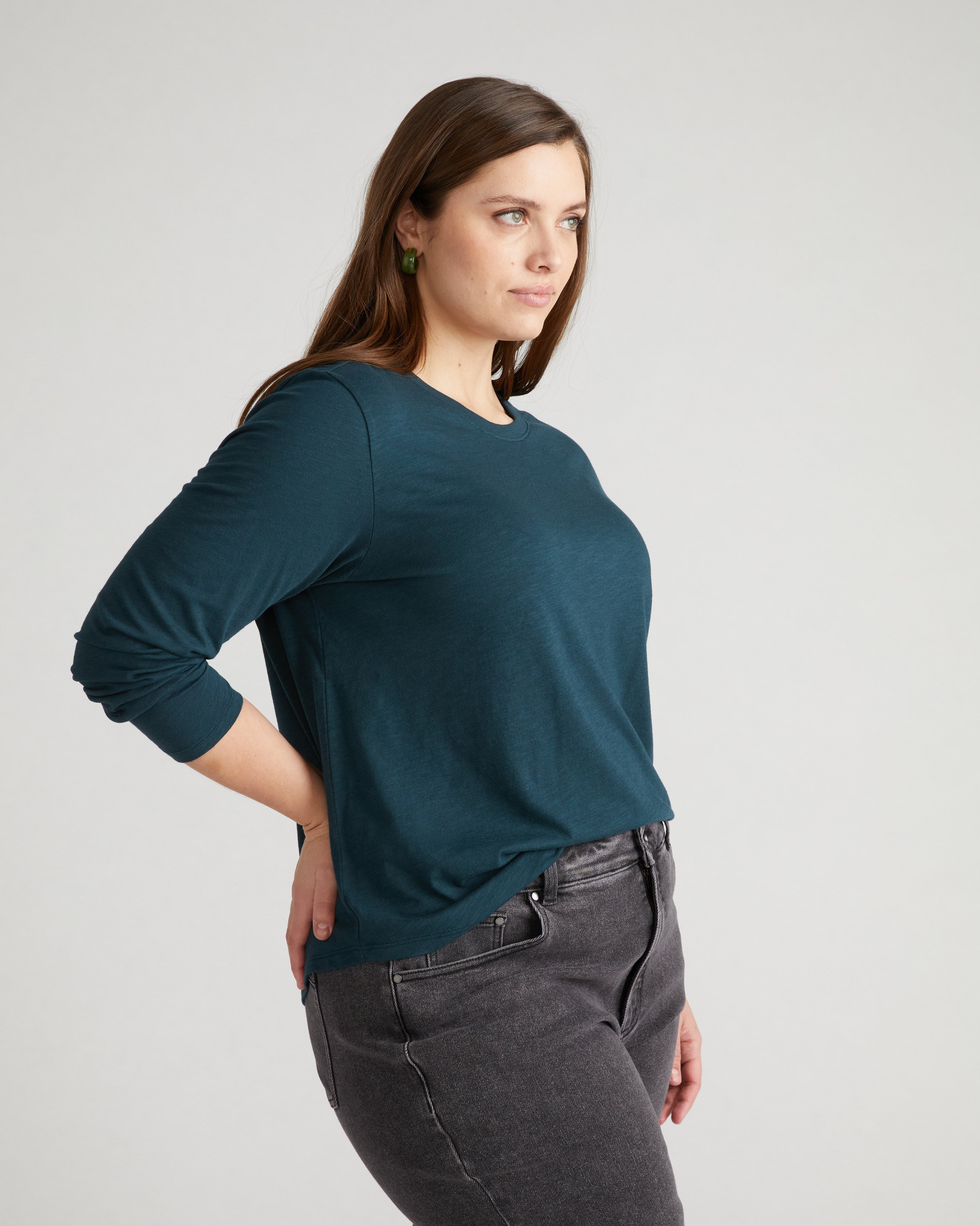 Light-As-Air Long Sleeve Crew Neck Tee - Deep Sea