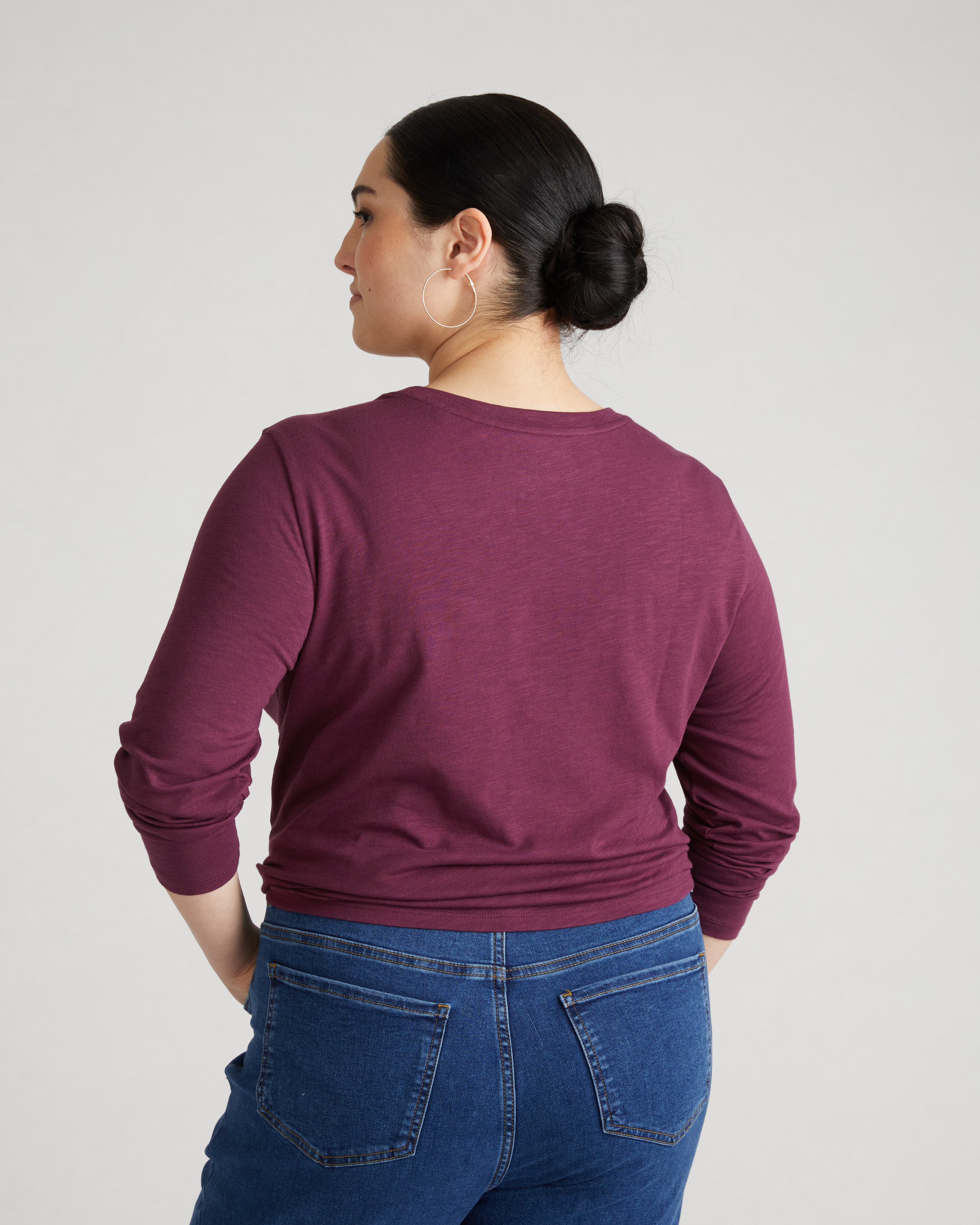 Light-As-Air Long Sleeve Crew Neck Tee - Jam