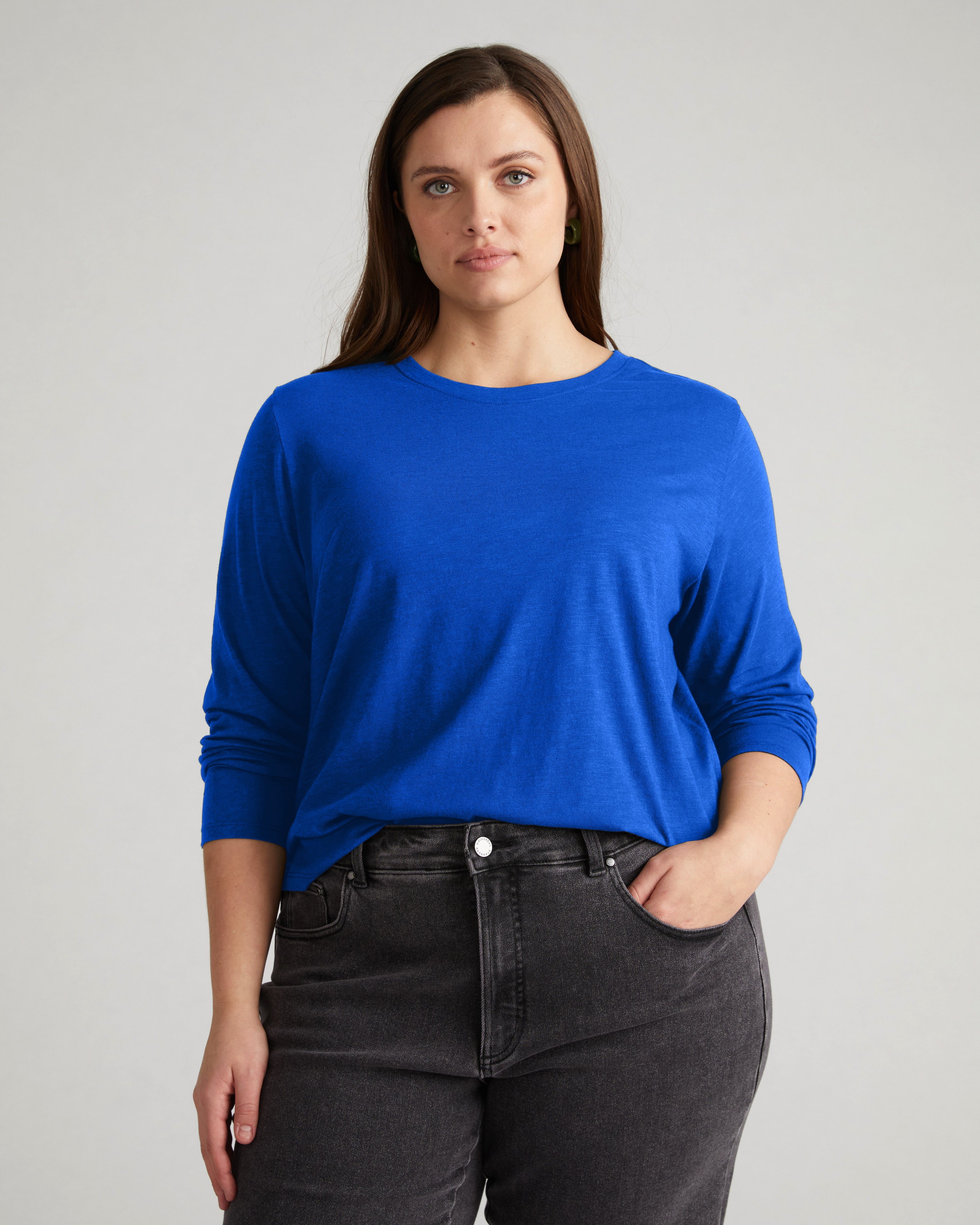 Light-As-Air Long Sleeve Crew Neck Tee - Ultramarine