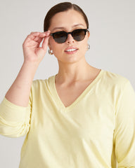Light-As-Air Long Sleeve V Neck Tee - Twinkle