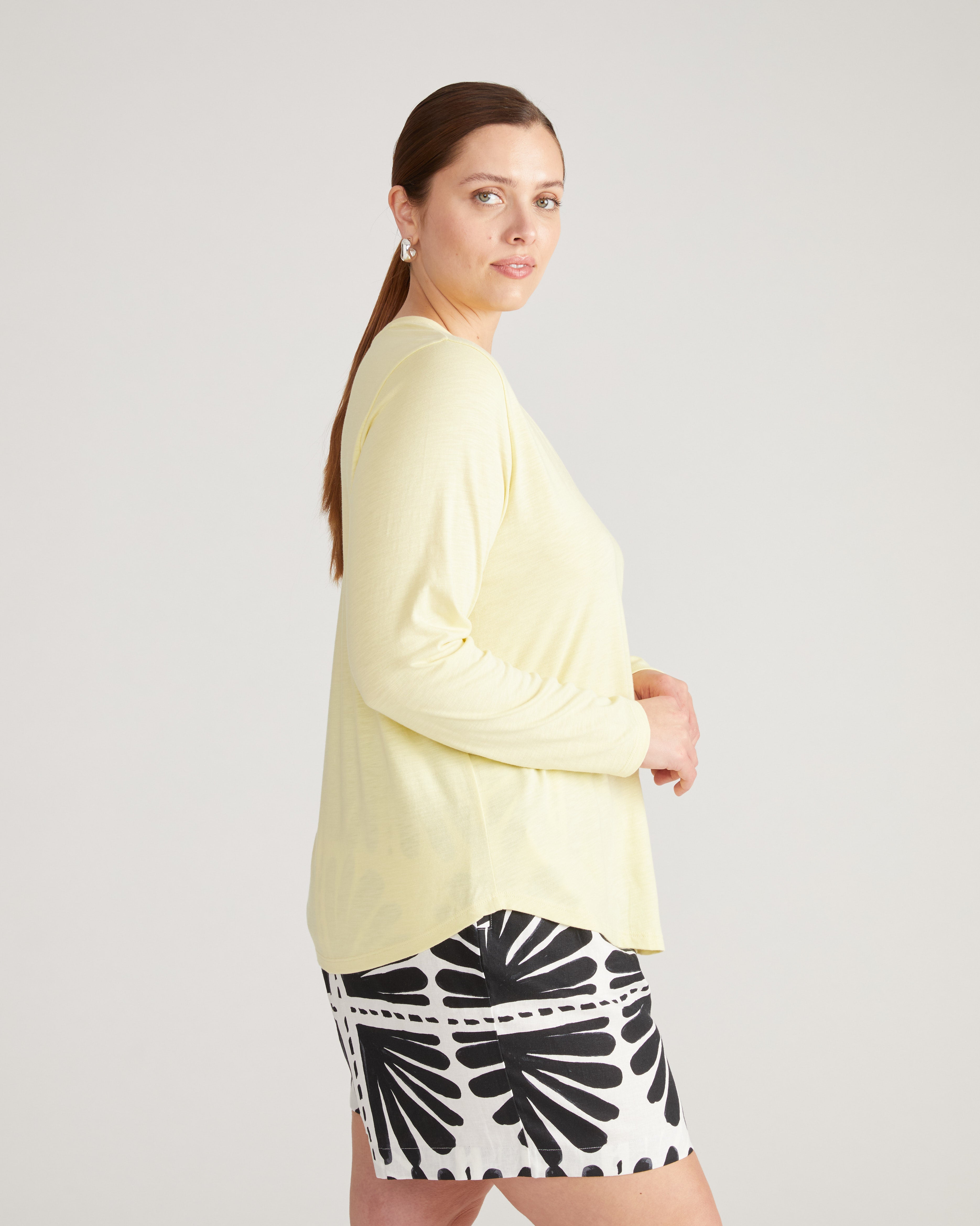 Light-As-Air Long Sleeve V Neck Tee - Twinkle