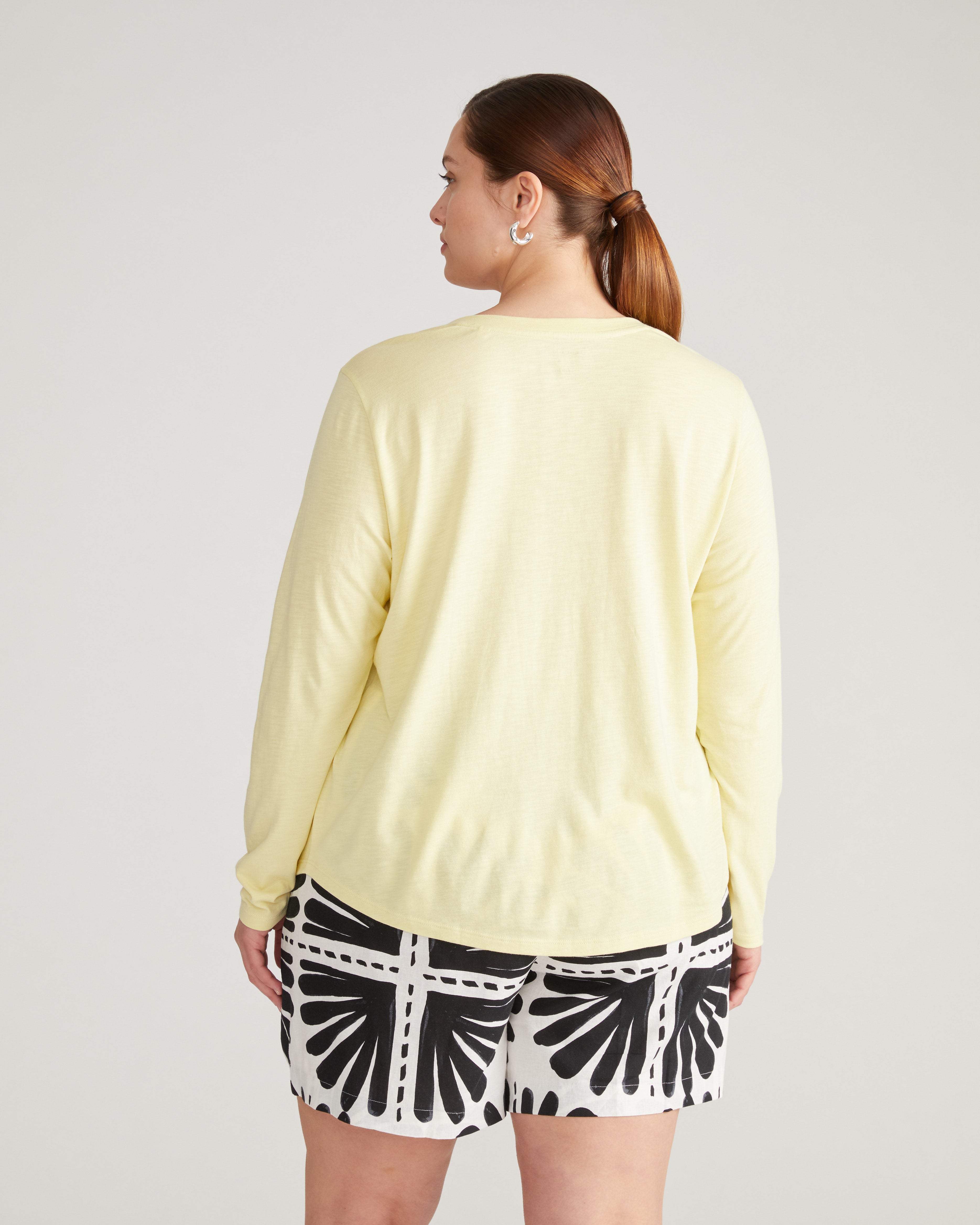 Light-As-Air Long Sleeve V Neck Tee - Twinkle