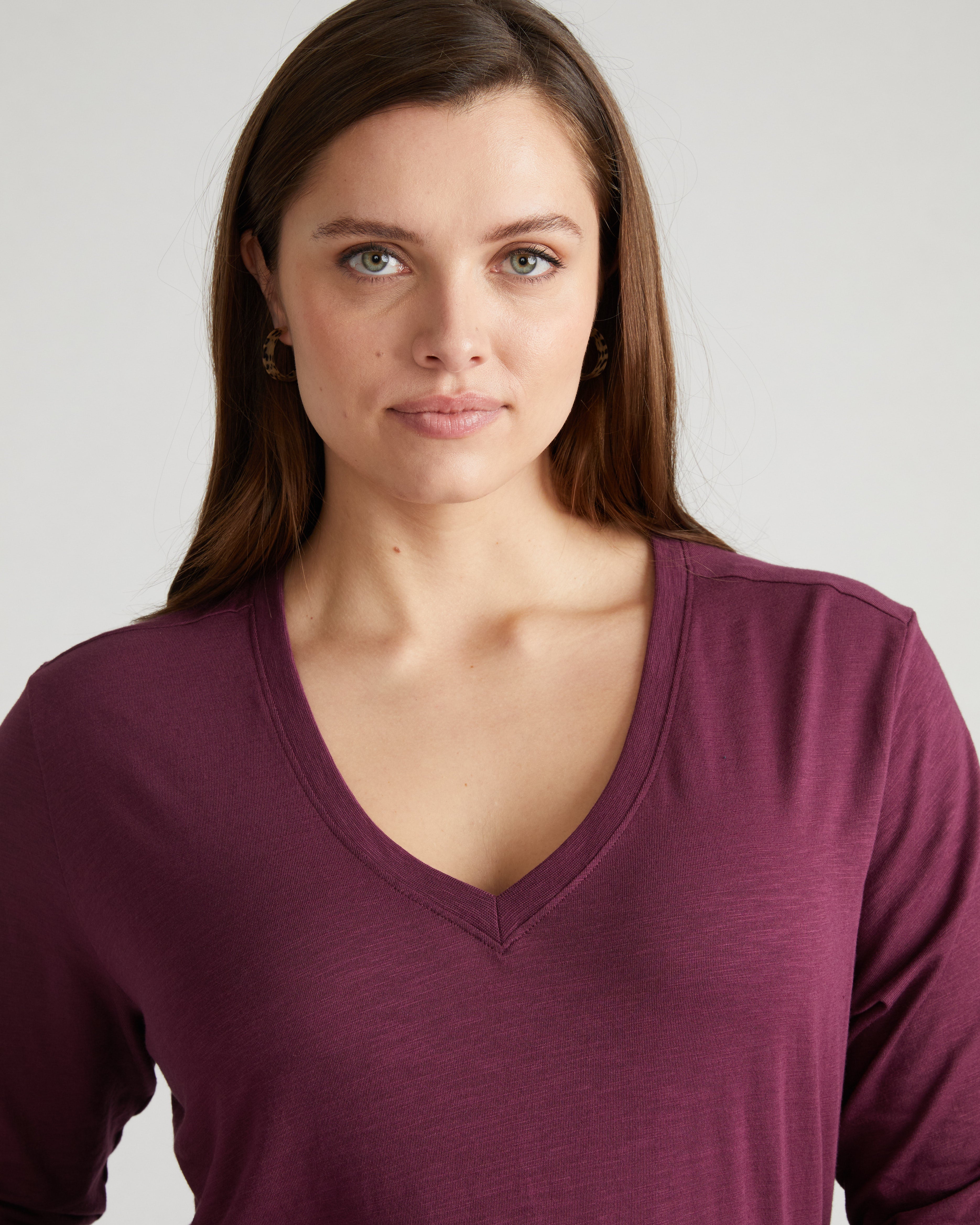 Light-As-Air Long Sleeve V Neck Tee - Jam