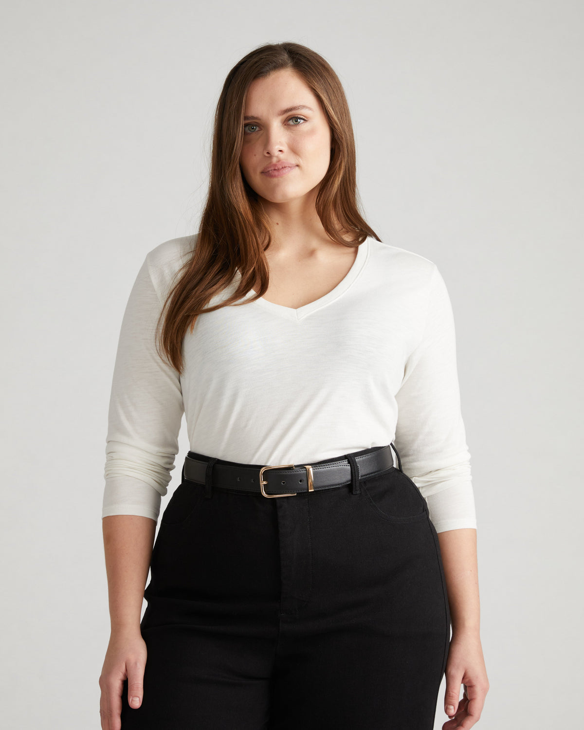 Light-As-Air Long Sleeve V Neck Tee - Vapor