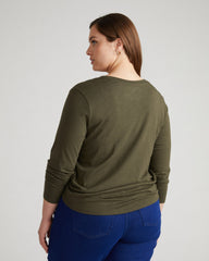 Light-As-Air Long Sleeve V Neck Tee - Nori