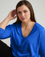 Light-As-Air Long Sleeve V Neck Tee - Ultramarine