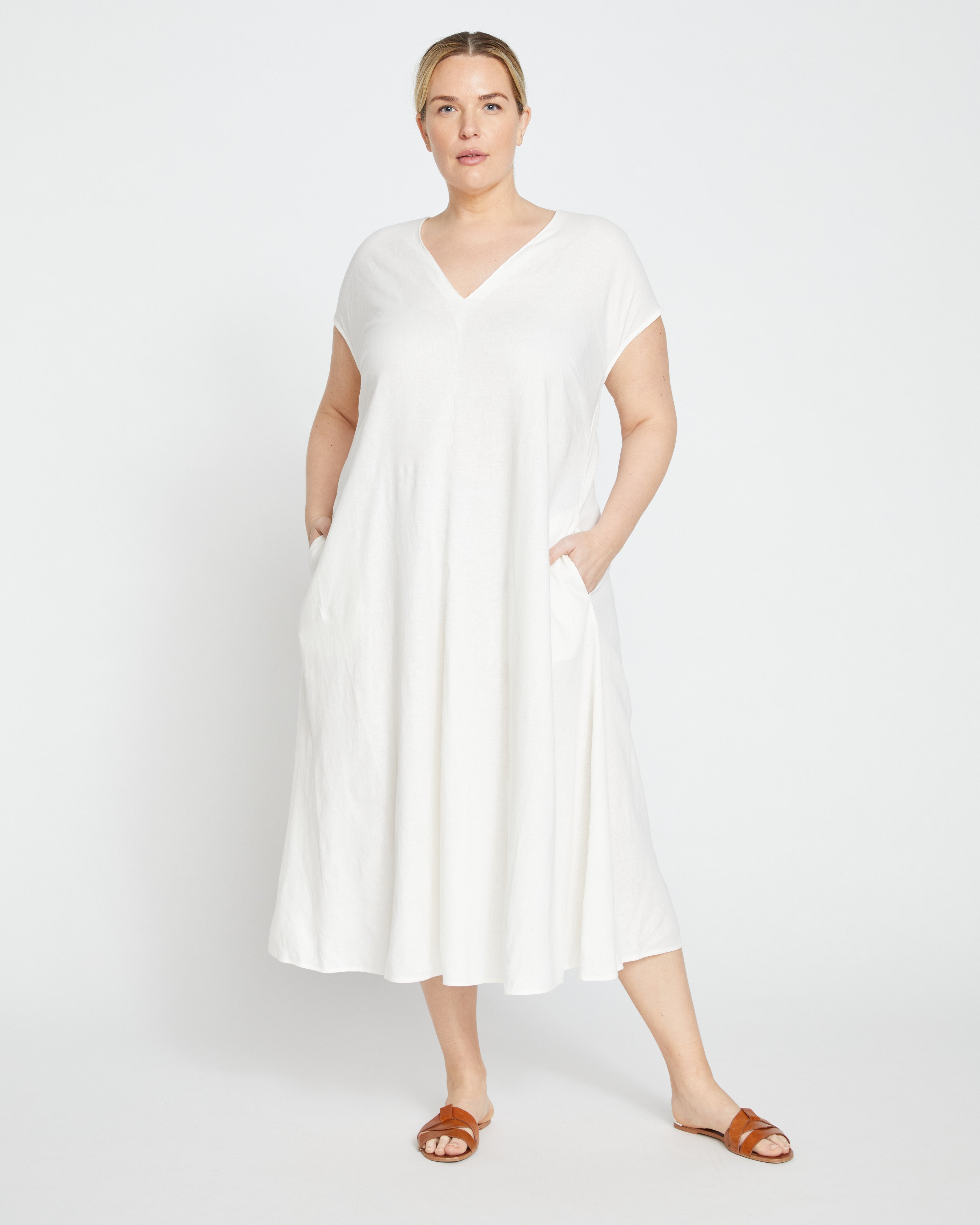Louvre Bow Back Linen Dress - White
