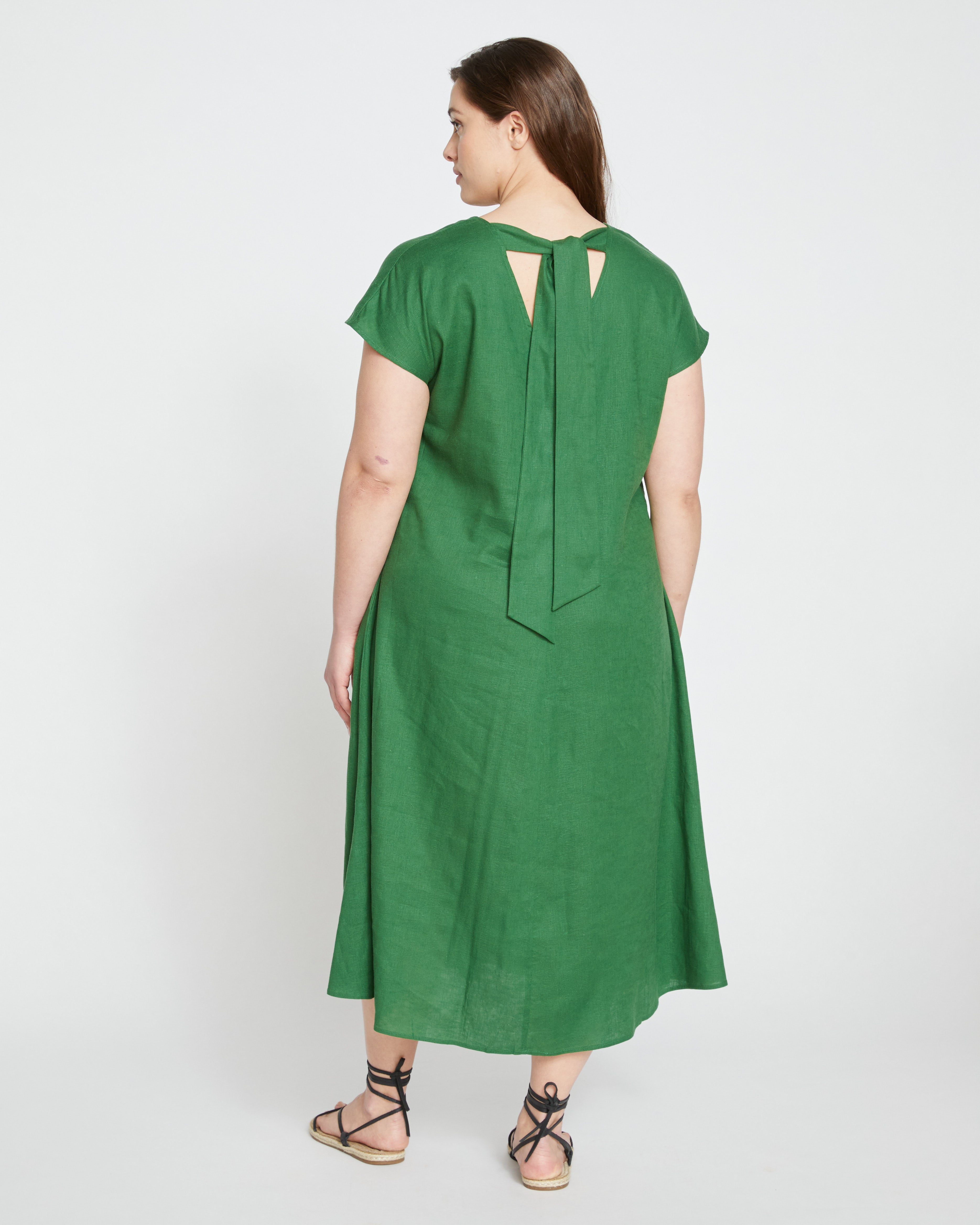 Louvre Bow Back Linen Dress - Jardin