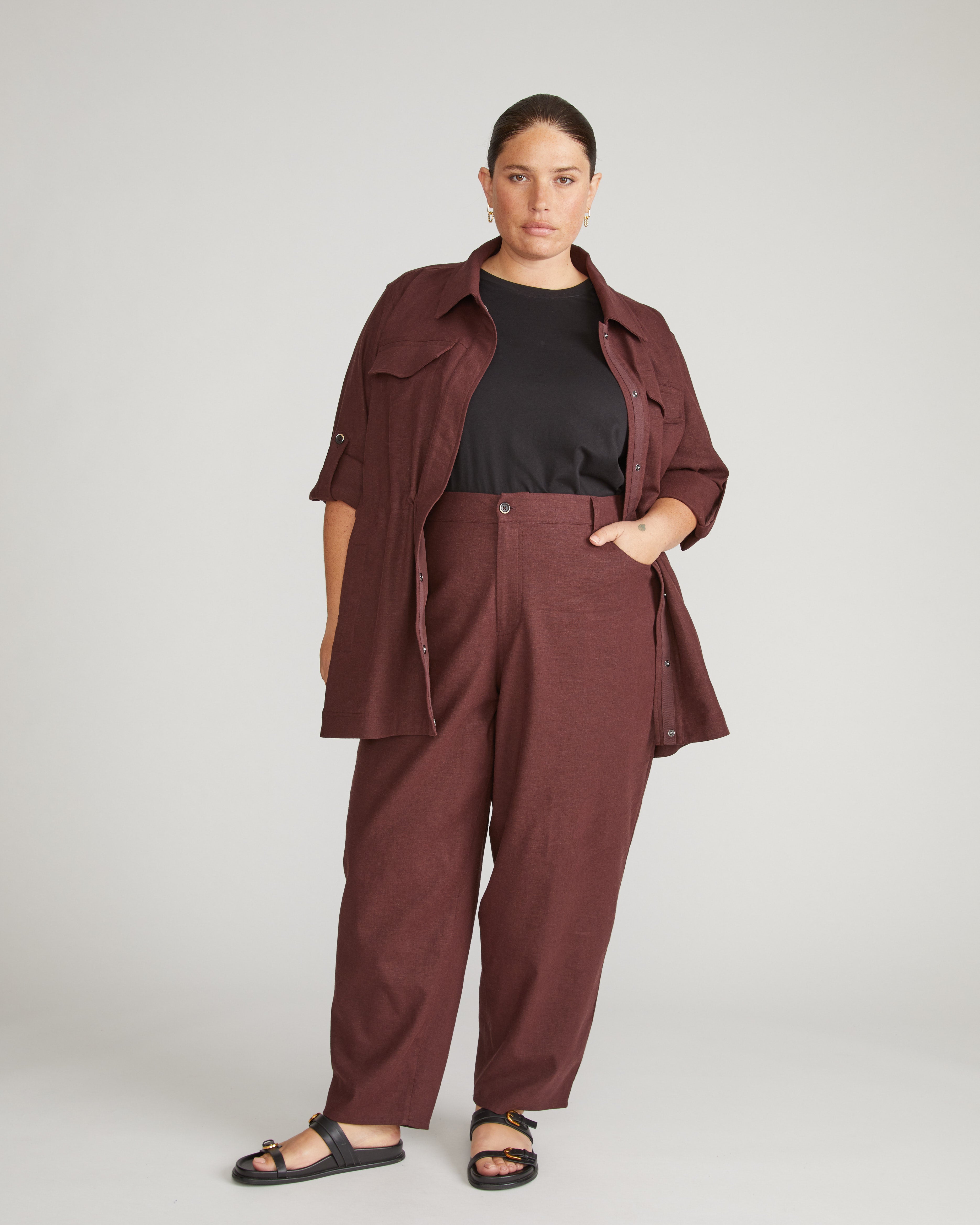 Lou Barrel Leg Linen Pants - Brulee