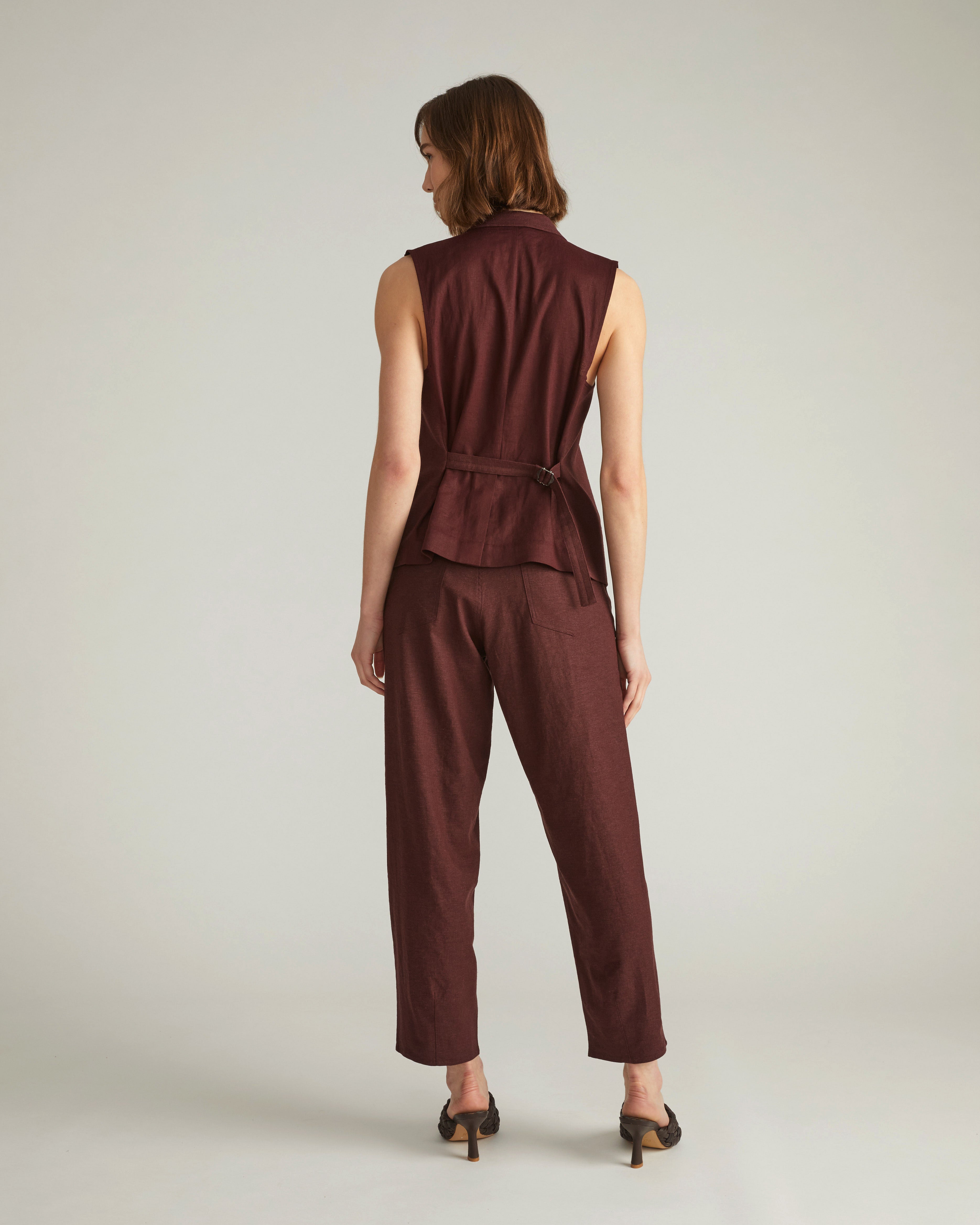 Lou Barrel Leg Linen Pants - Brulee