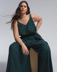 Promenade Linen Jumpsuit - Sea Moss