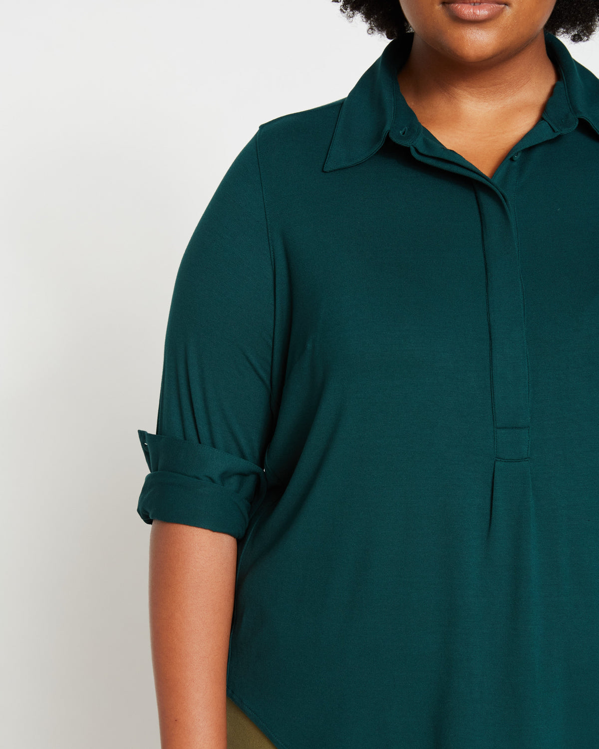 Elbe Popover Liquid Jersey Shirt Classic Fit - Forest Green