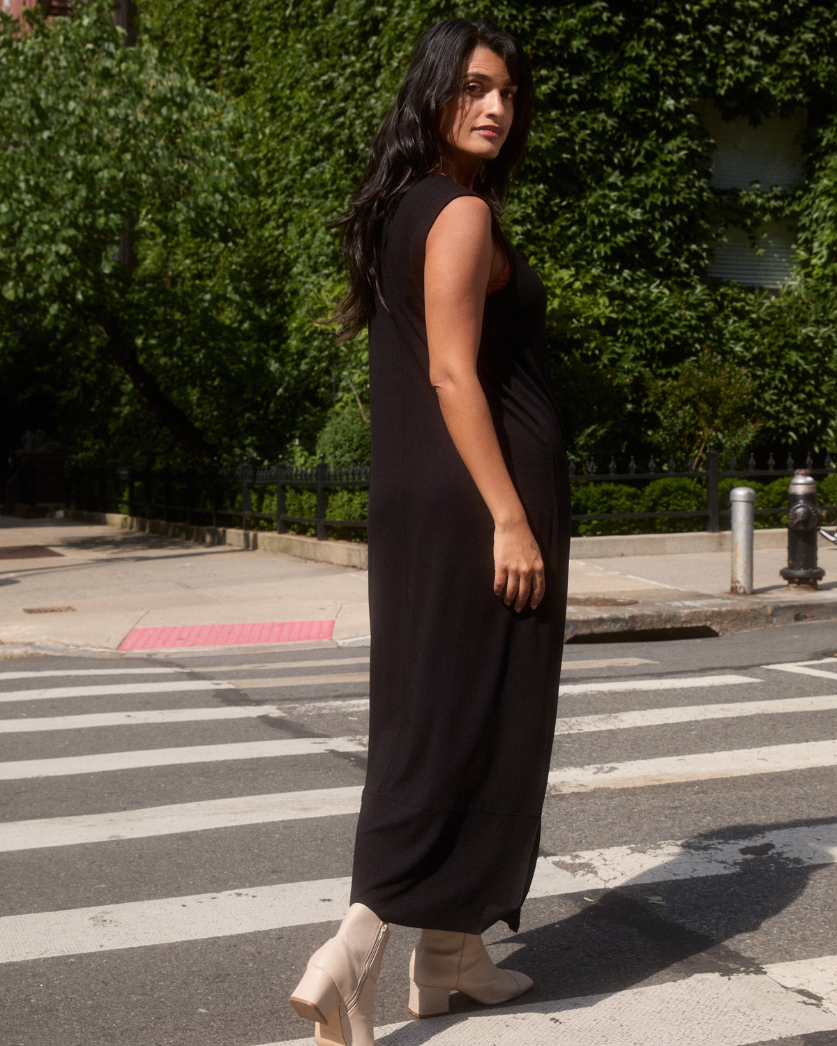 Claremont Liquid Jersey Sheath Dress - Black