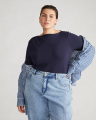 Louise Short Sleeve Liquid Jersey Top - Midnight