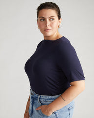Louise Short Sleeve Liquid Jersey Top - Midnight