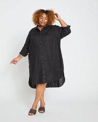 Seaside Linen Shirtdress - Black