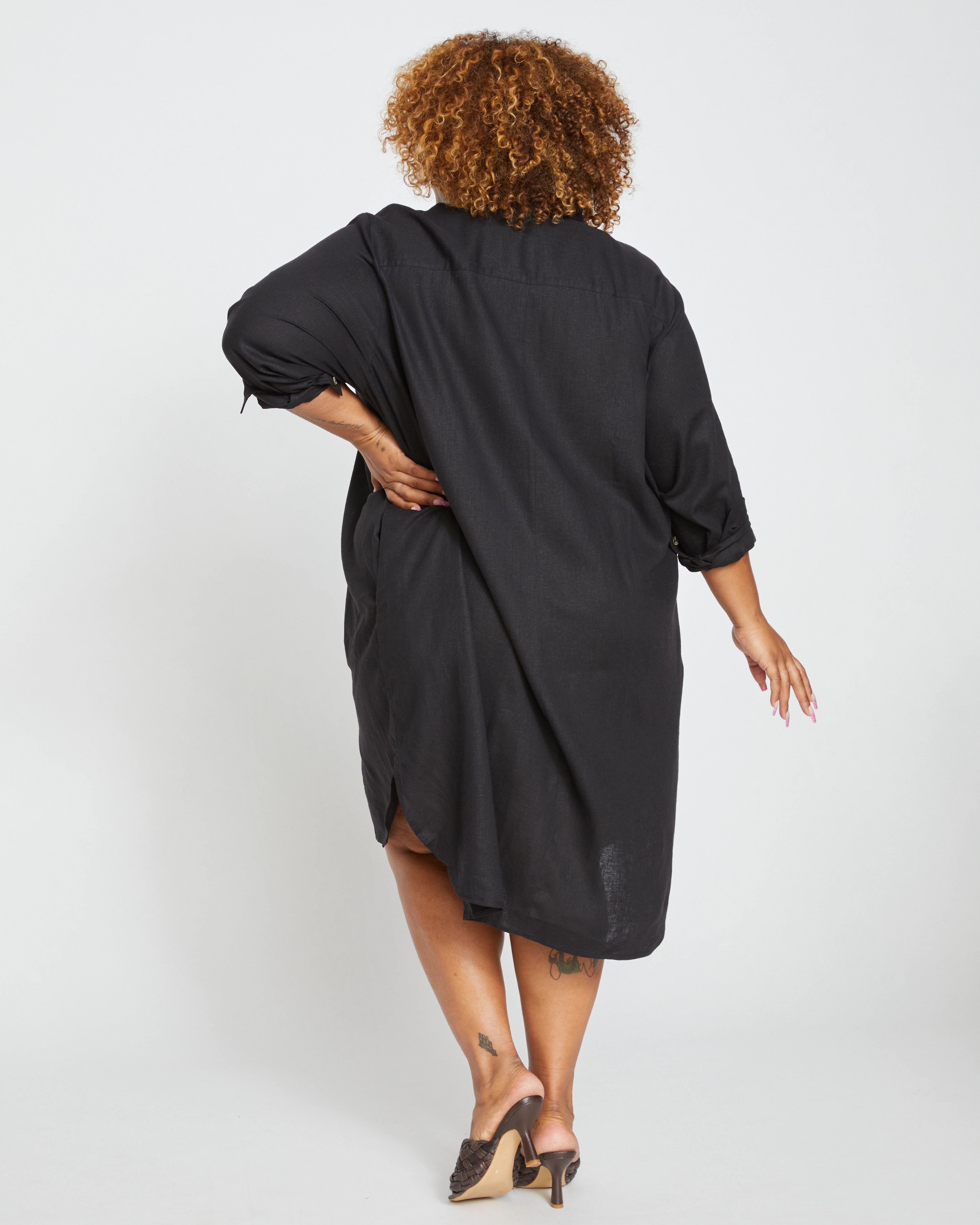 Seaside Linen Shirtdress - Black