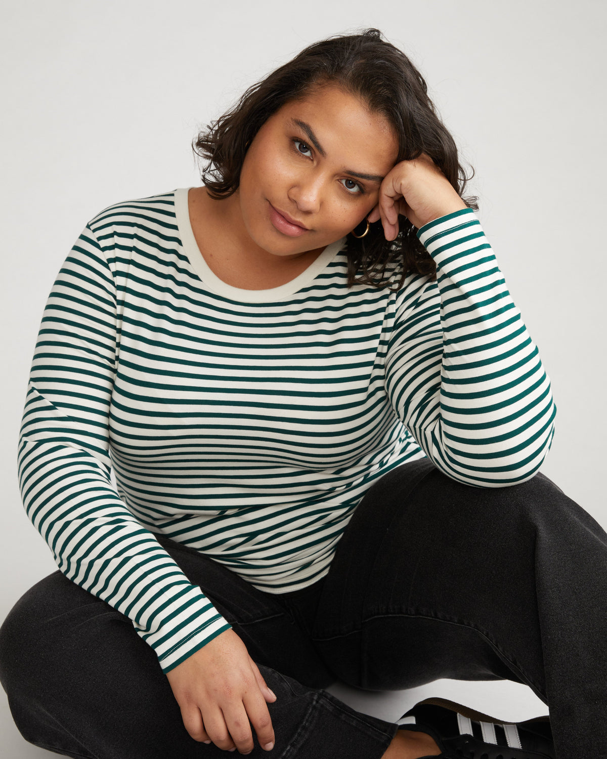 Long Sleeve Tee Rex - Bone/Botanic Stripe