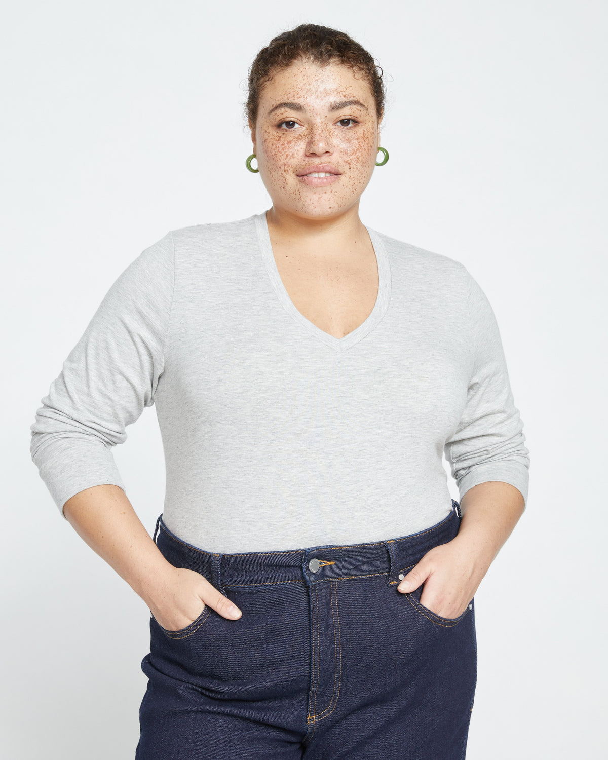 Long Sleeve V Rex - Heather Grey