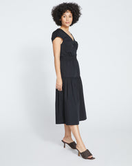 Ambroeus Smocked Poplin Dress - Black