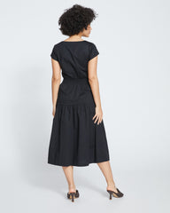 Ambroeus Smocked Poplin Dress - Black
