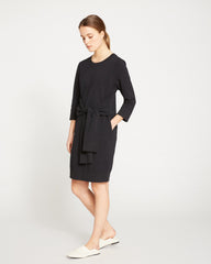 Misa Tie Sweatshirt Dress - Black