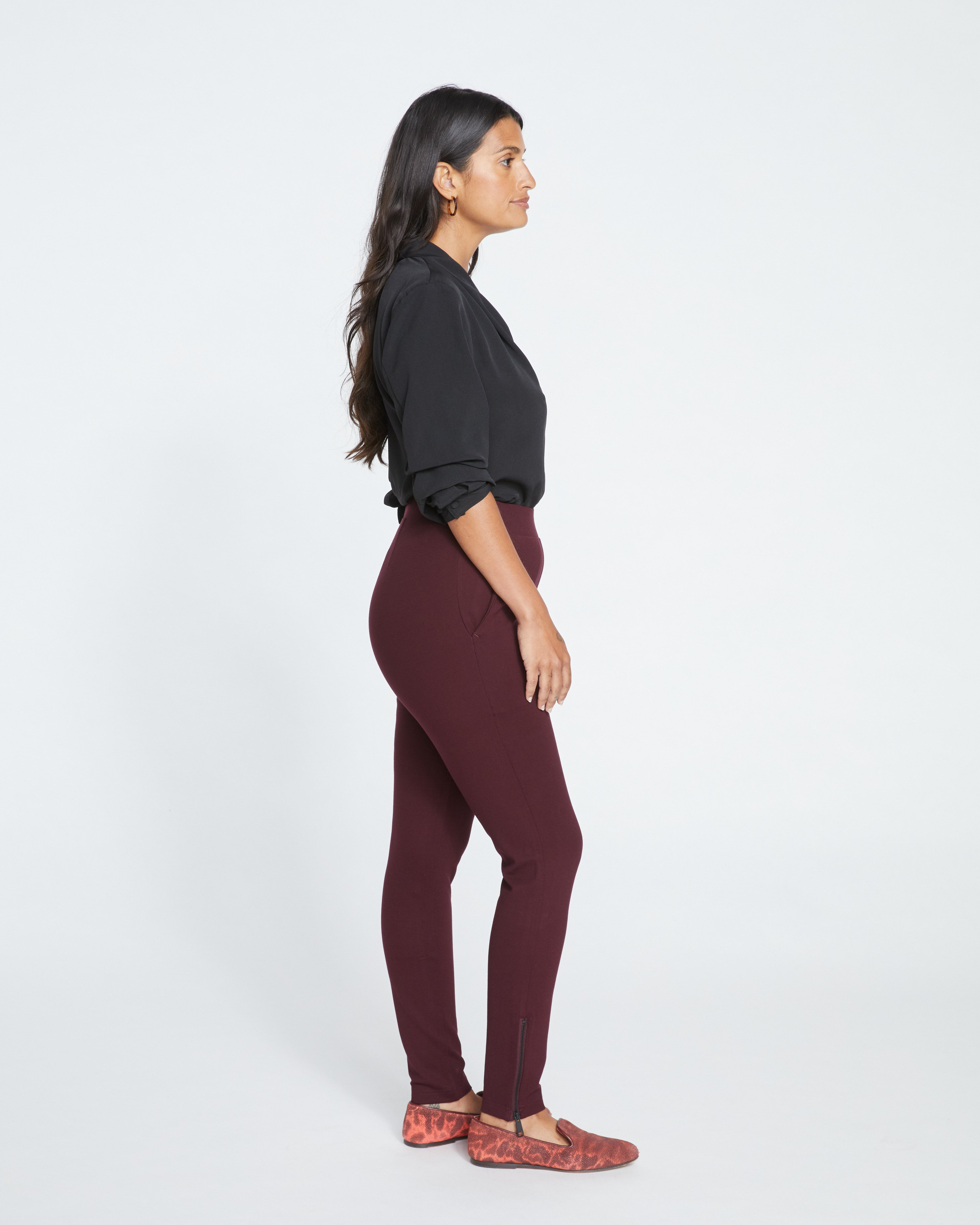 Moro Pocket Signature Ponte Pants - Black Cherry