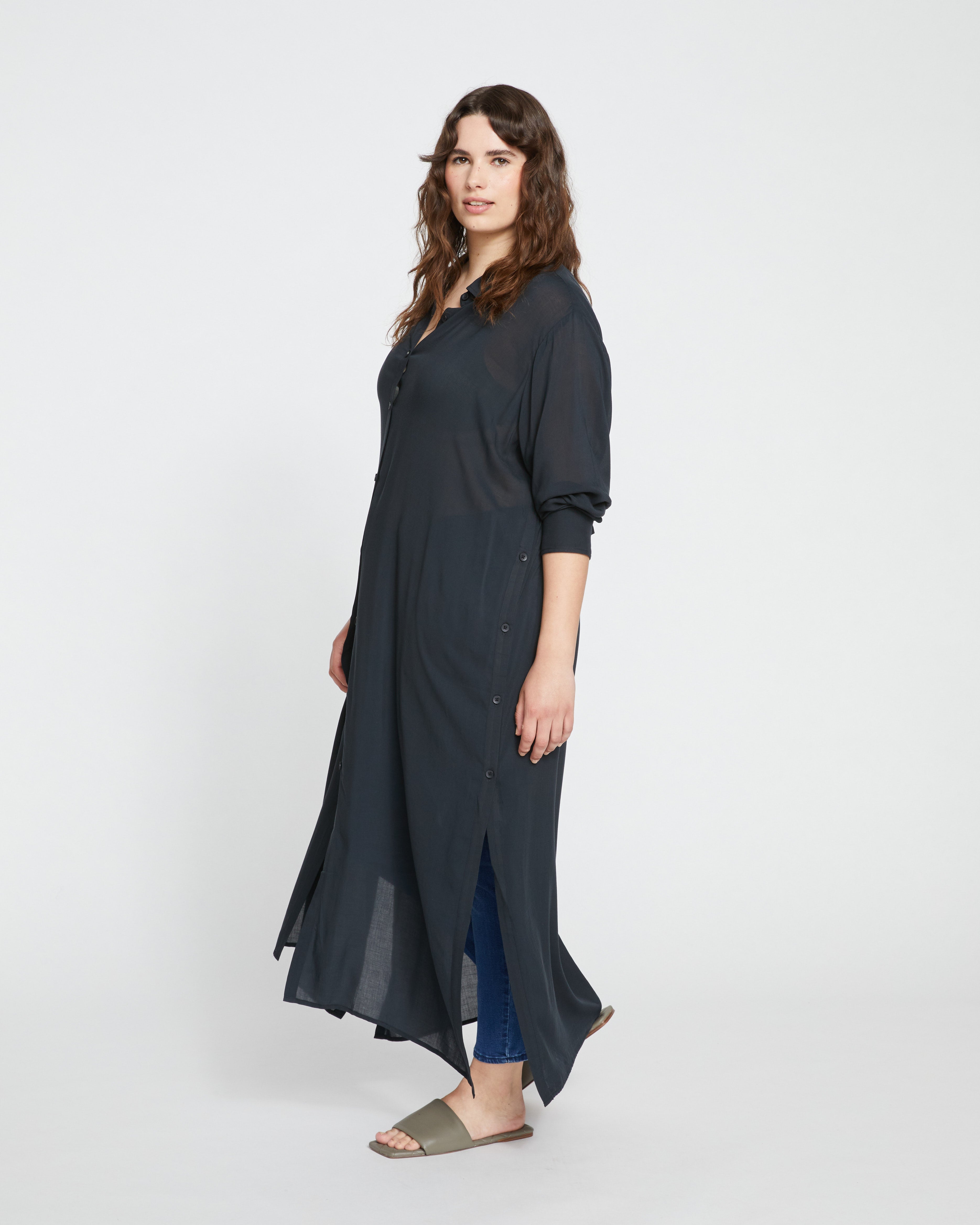 Nailah Button Down Tunic - Black