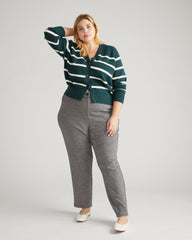 Long Cigarette Ponte Pants - Herringbone Tweed