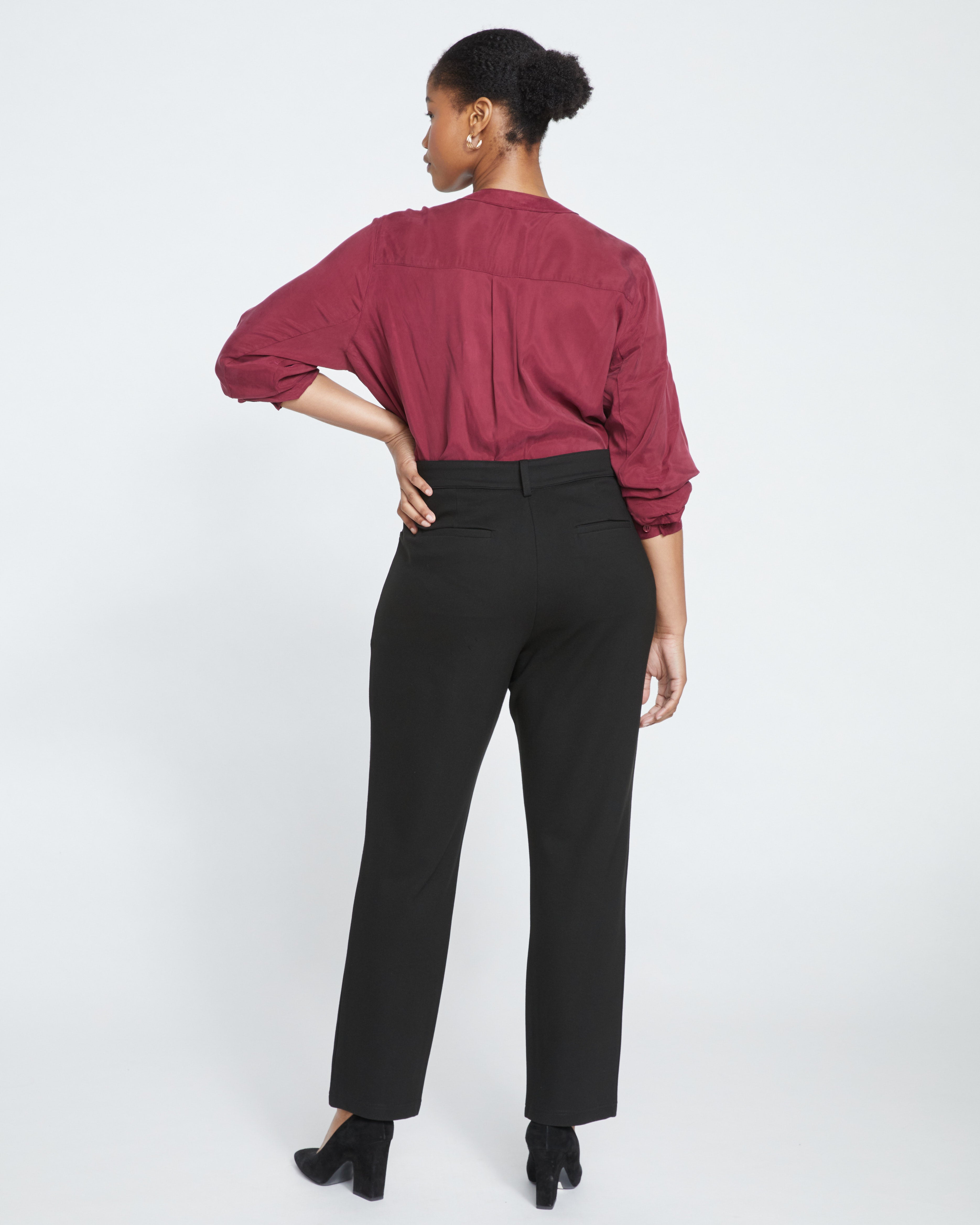 Long Cigarette Ponte Pants - Black