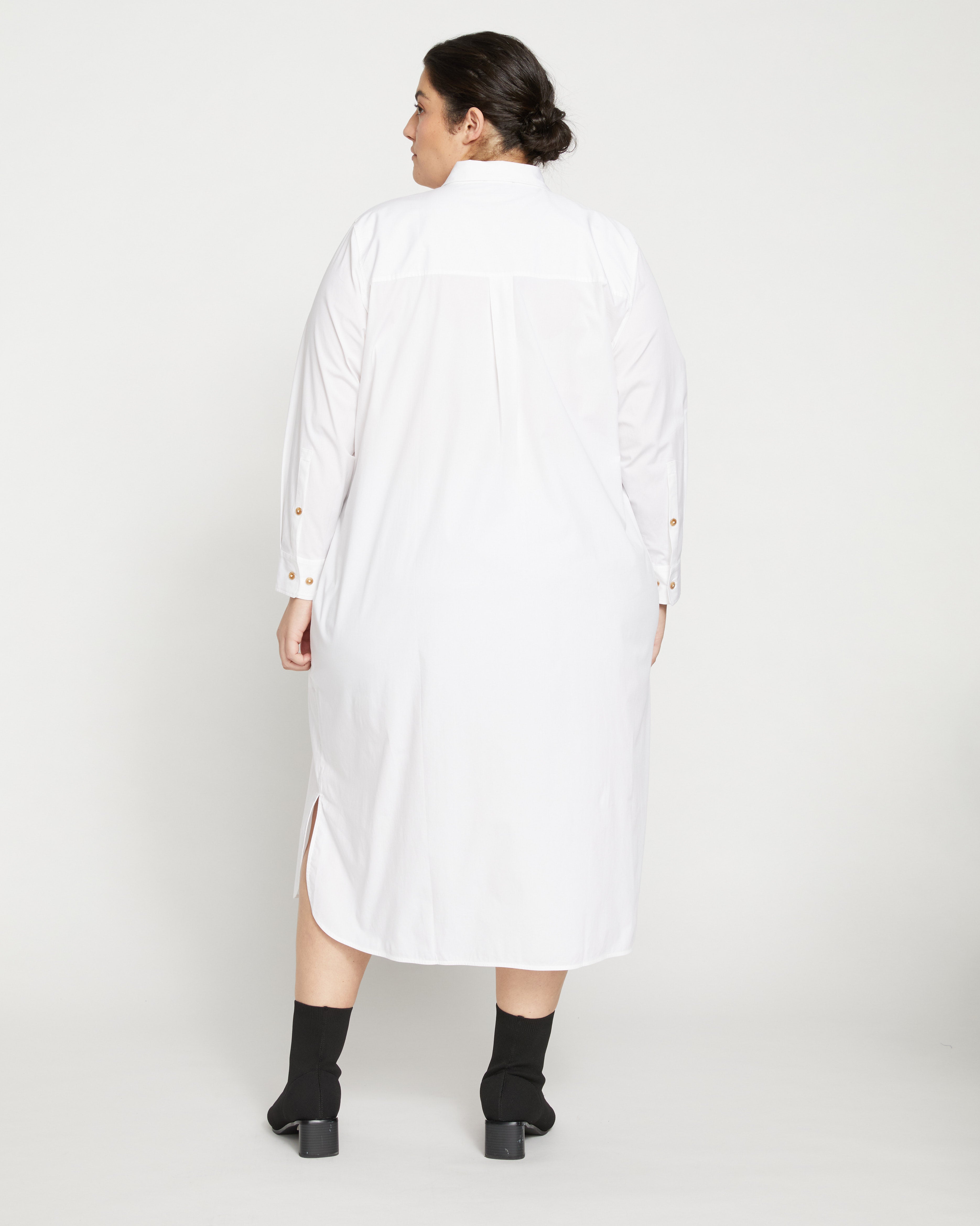 Odeon Stretch Poplin Shirtdress - White