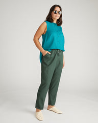Sayville Linen Drawstring Pant - Luscious Green